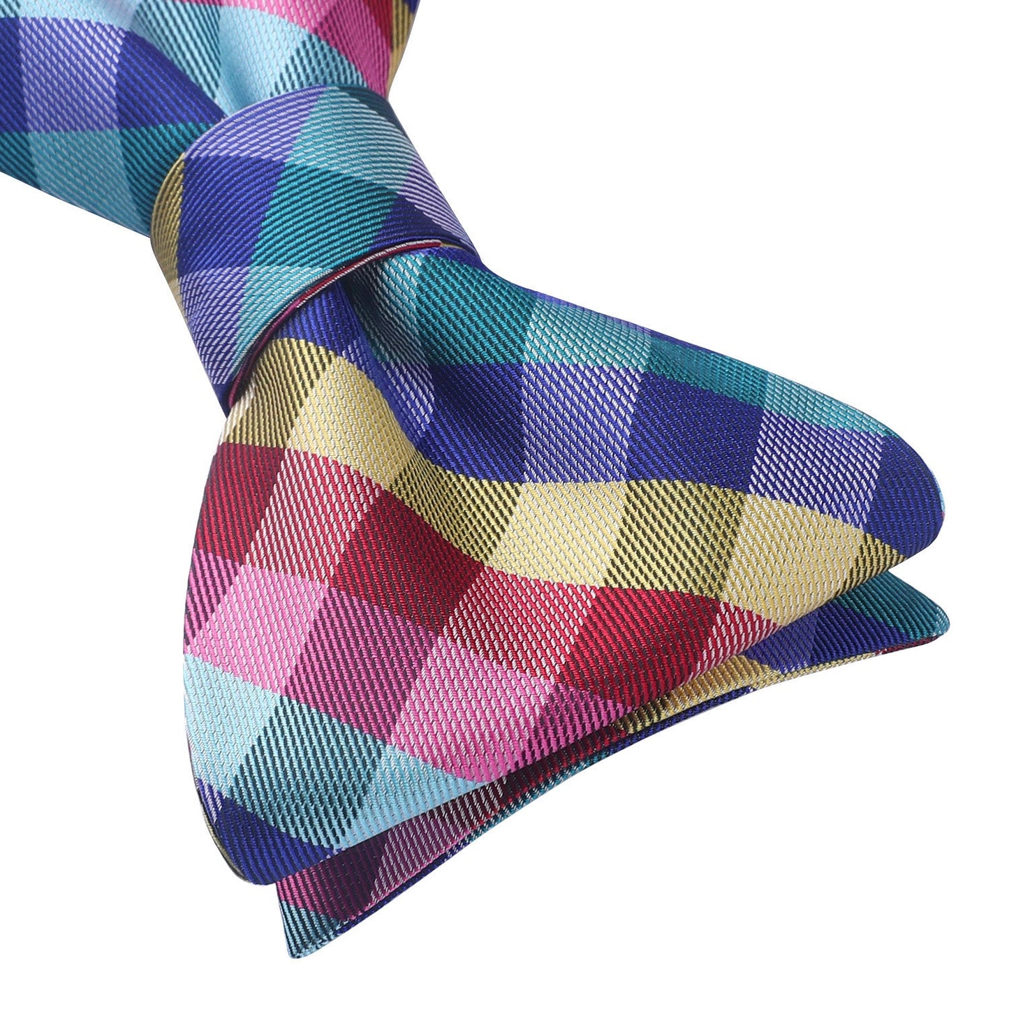 Hisdern Yellow Blue Red Plaid Bow Tie Set For Special Occasions