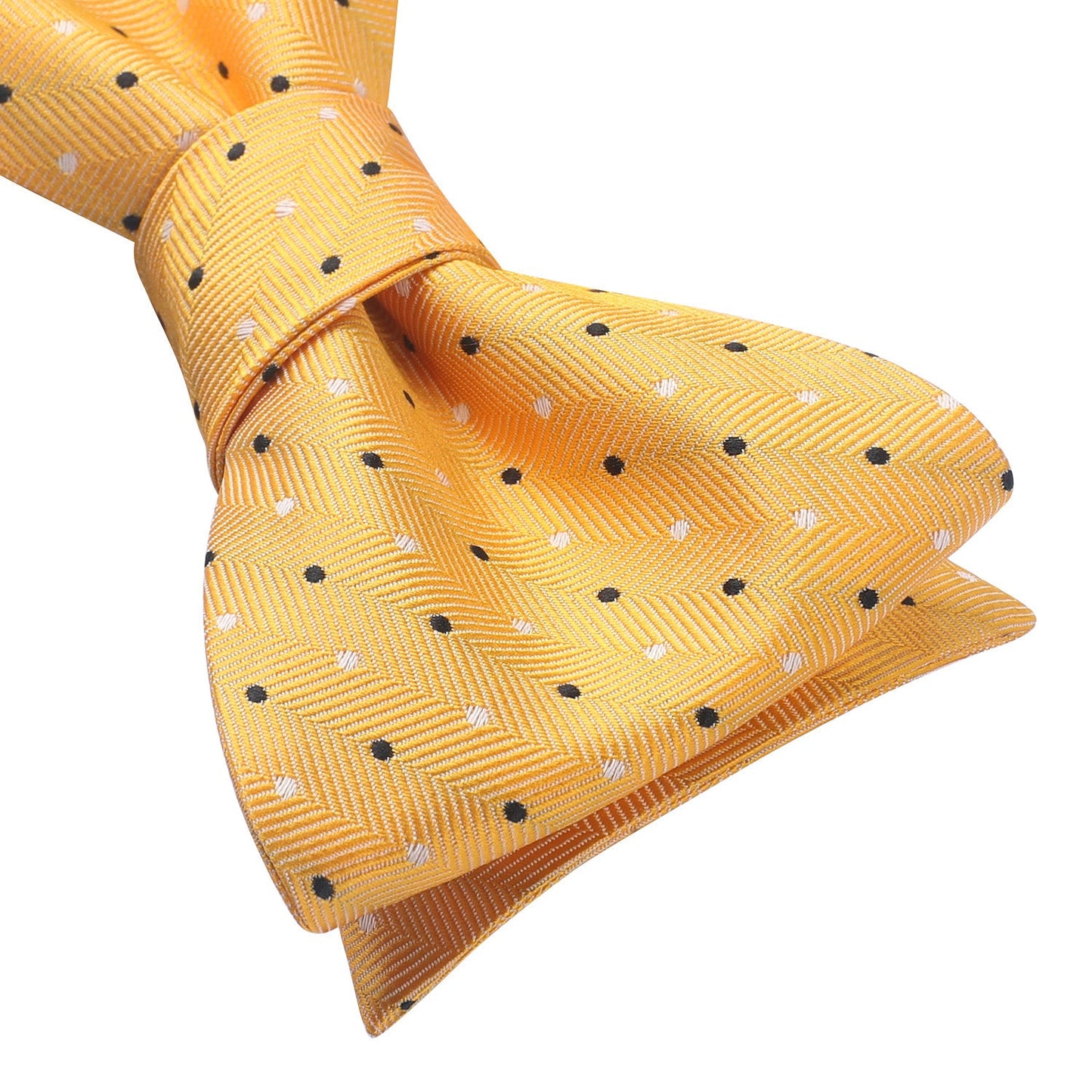 Hisdern Polka Dots Yellow Bow Tie Set for Party Wedding