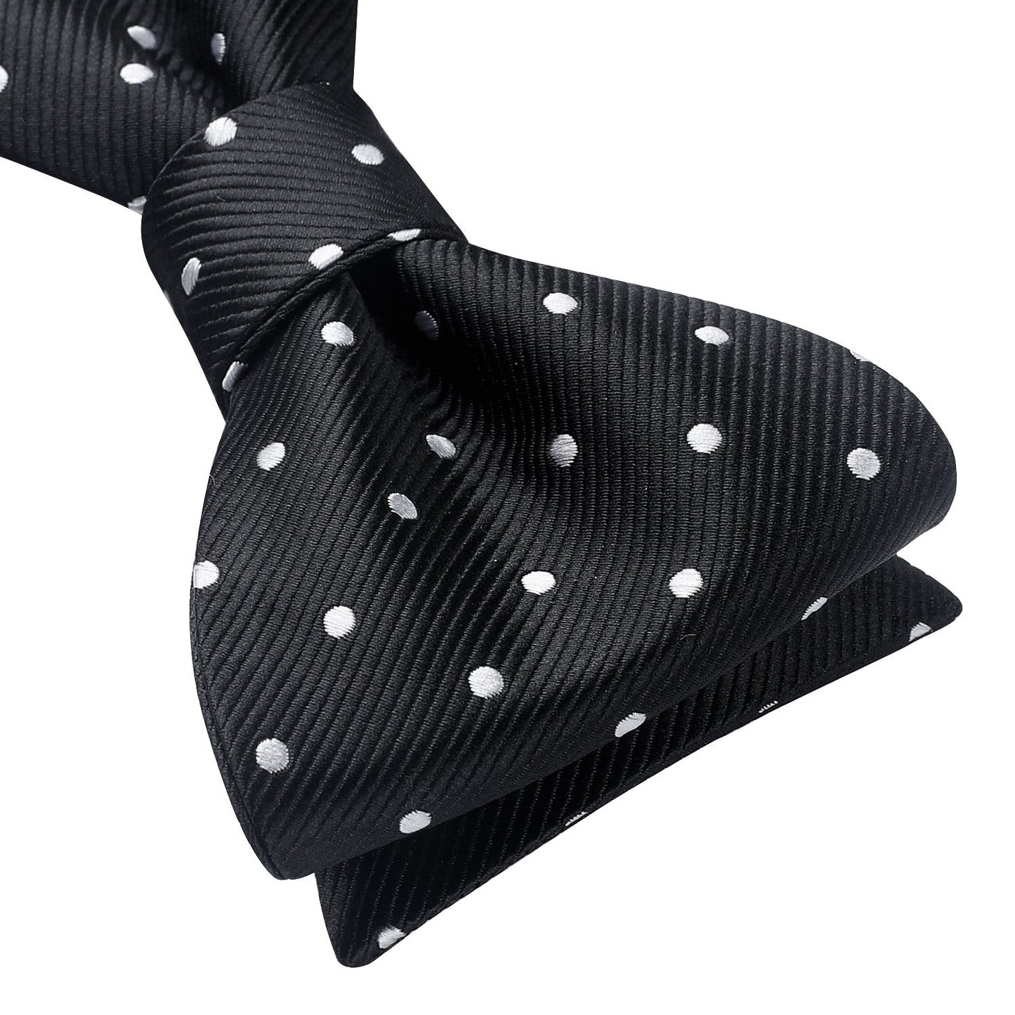 Hisdern Polka Dots Black Silver Bow Tie Set for Party Wedding
