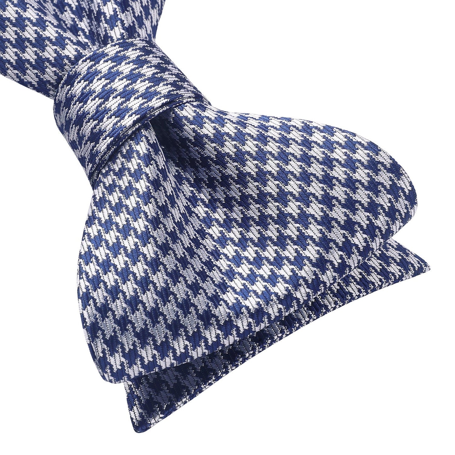 Hisdern Navy Blue Grey Plaid Bow Tie Set For Special Occasions