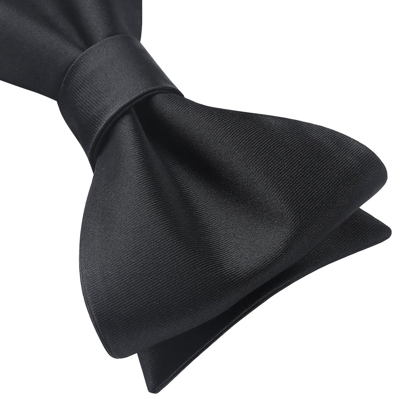 Hisdern Black Solid Bow Tie Accessories Set For Evening Wear