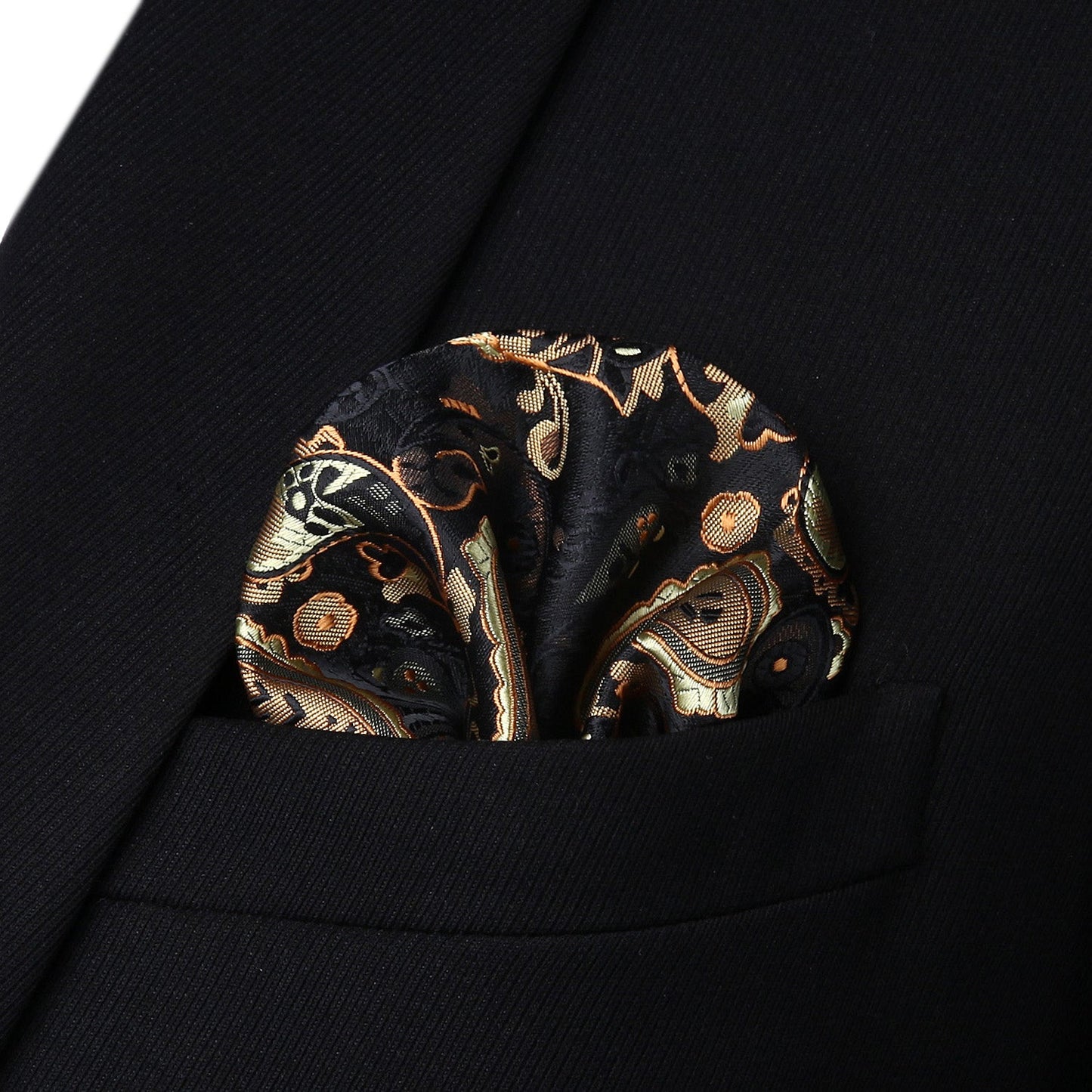 Hisdern Gold Black Paisley Bow Tie Set For Evening Wear