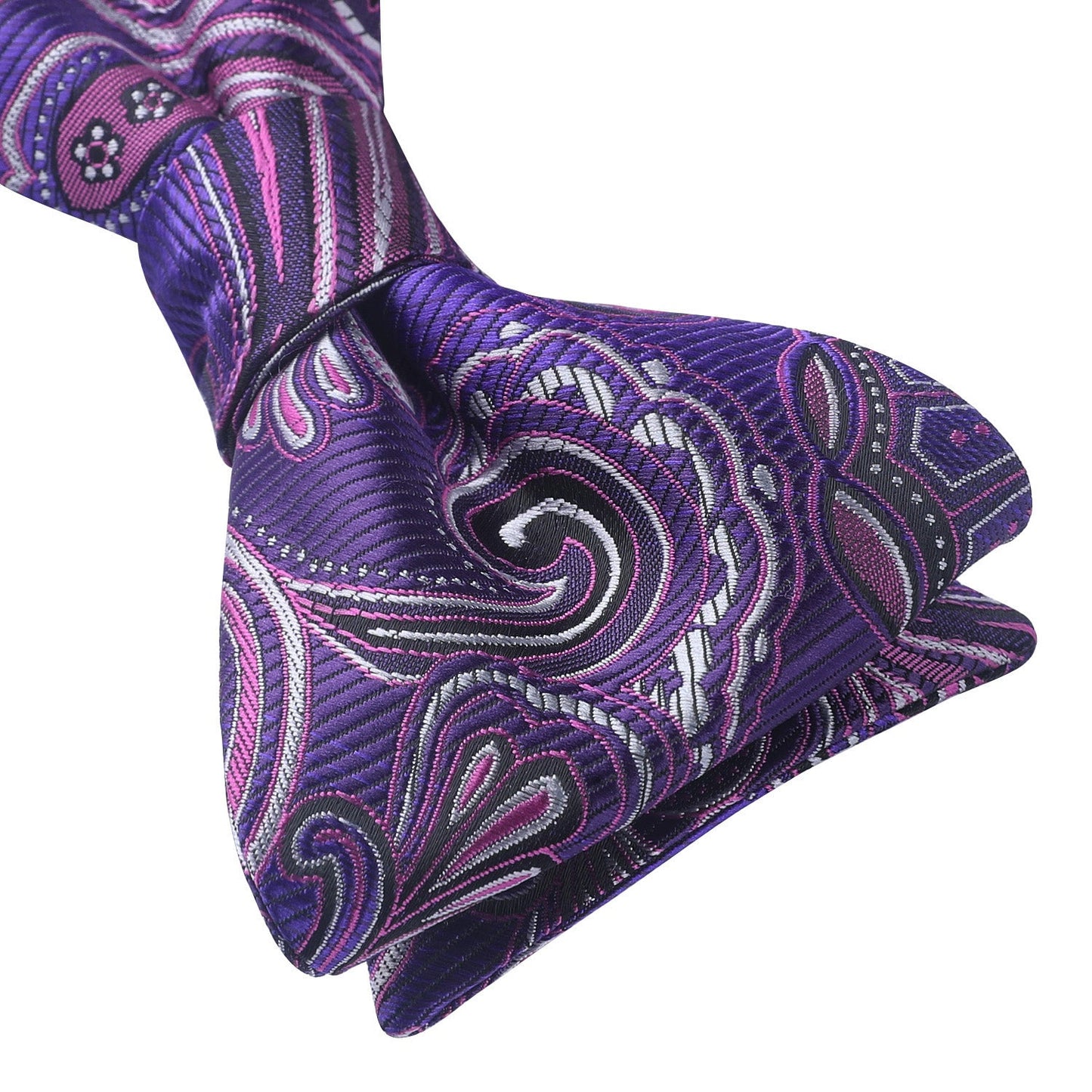 Hisdern Pink Purple Paisley Bow Tie Set For Evening Wear