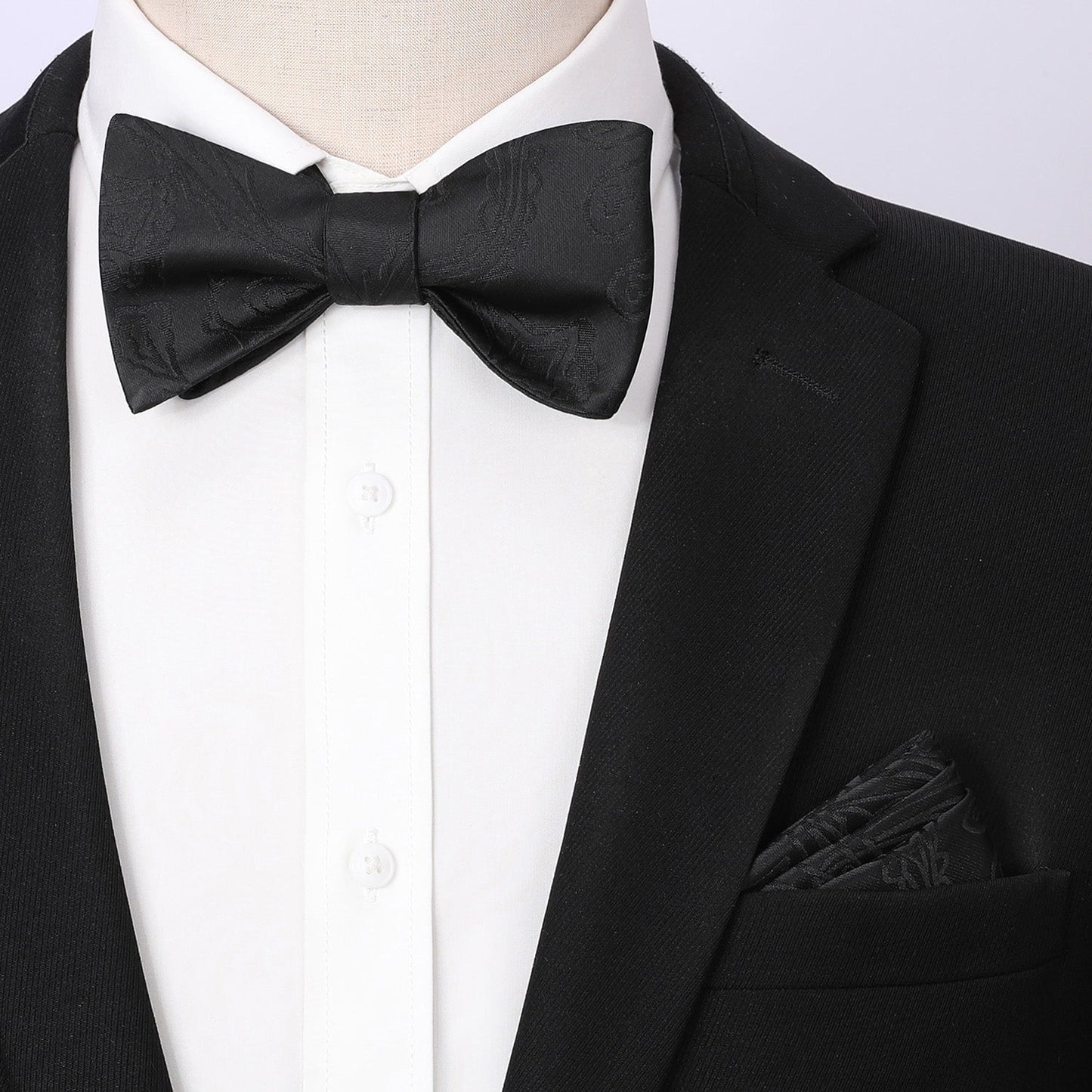 Hisdern Black Paisley Bow Tie Set For Evening Wear