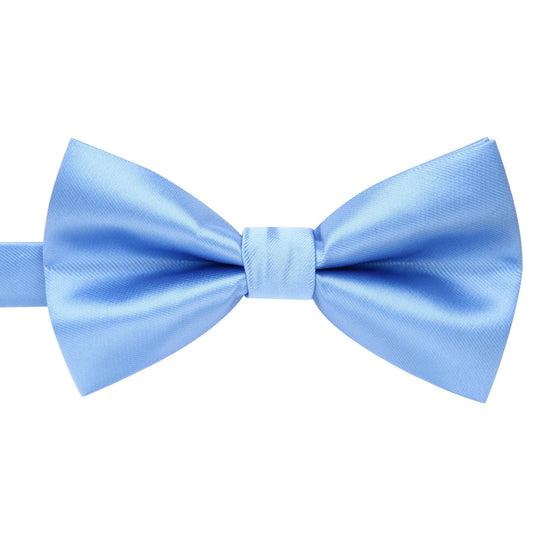 Hisdern Blue Solid Pre-Tied Bow Tie Adjustable For Wedding Party