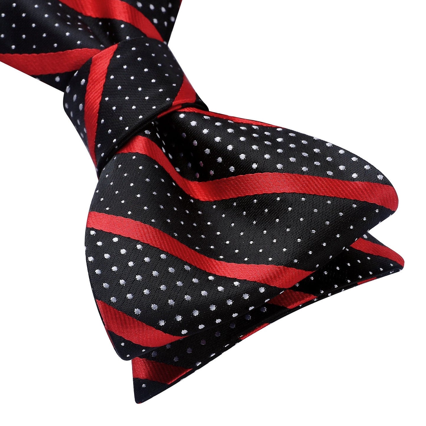 Hisdern Red Black Striped Bow Tie Accessories Set For Evening Wear