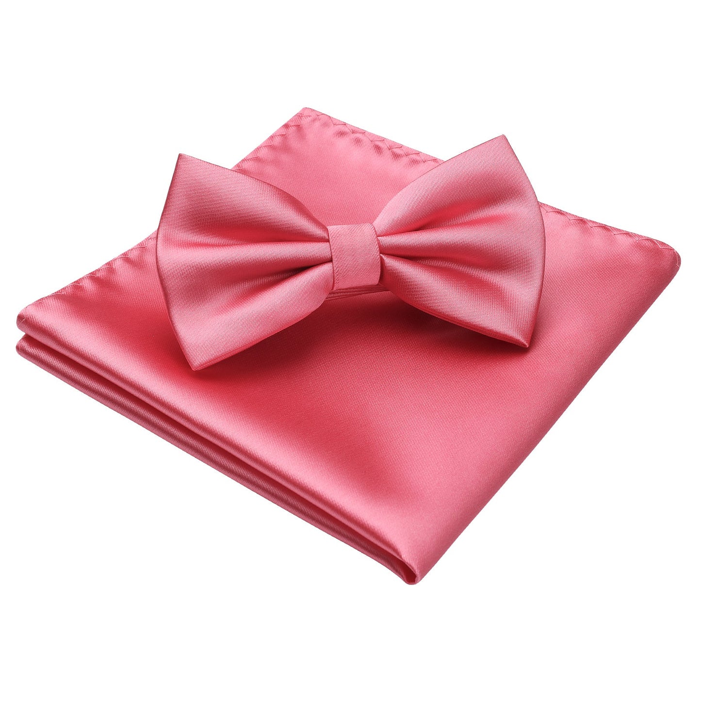 Hisdern Pink Solid Pre-Tied Bow Tie Accessories Set For Evening Wear