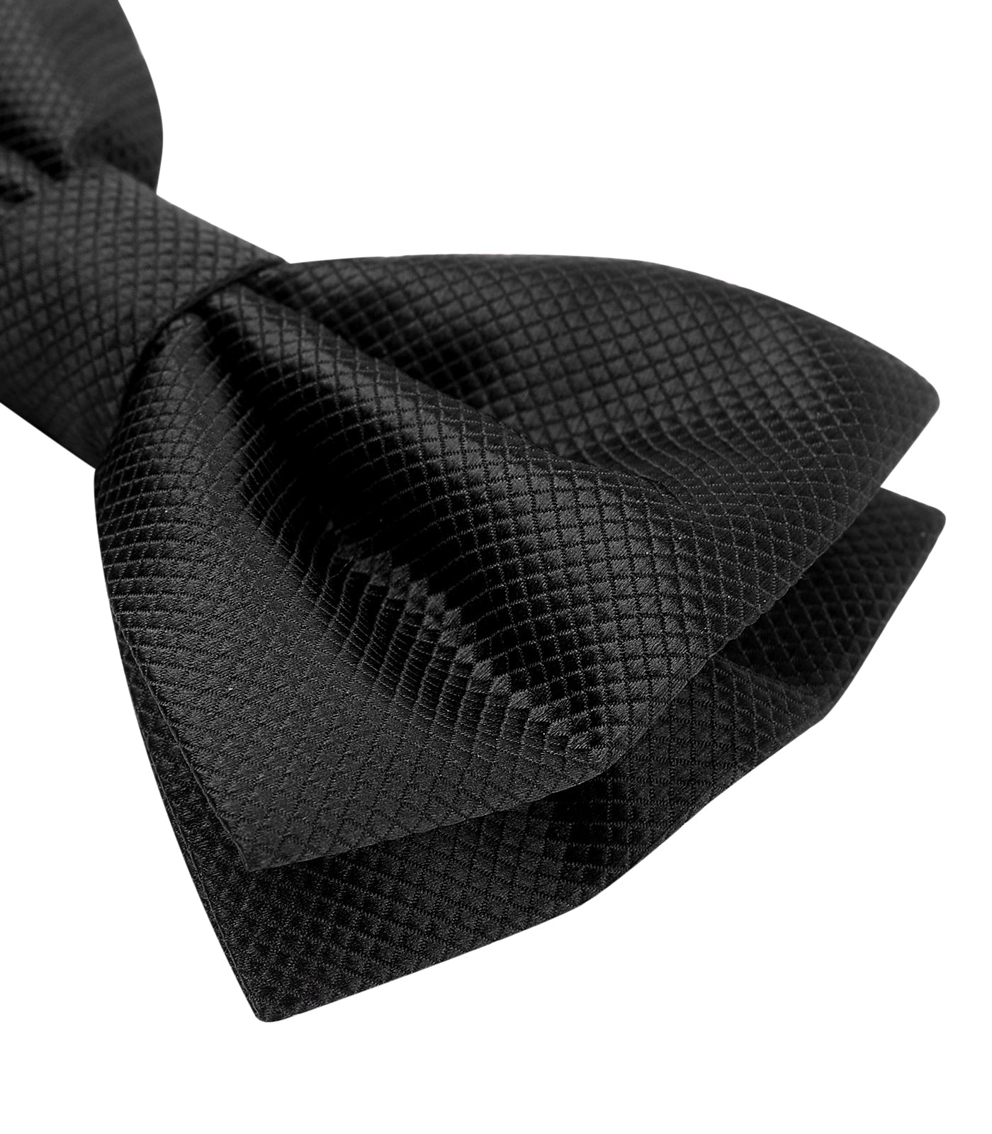Hisdern Black Solid Pre-Tied Bow Tie Accessories Set For Evening Wear