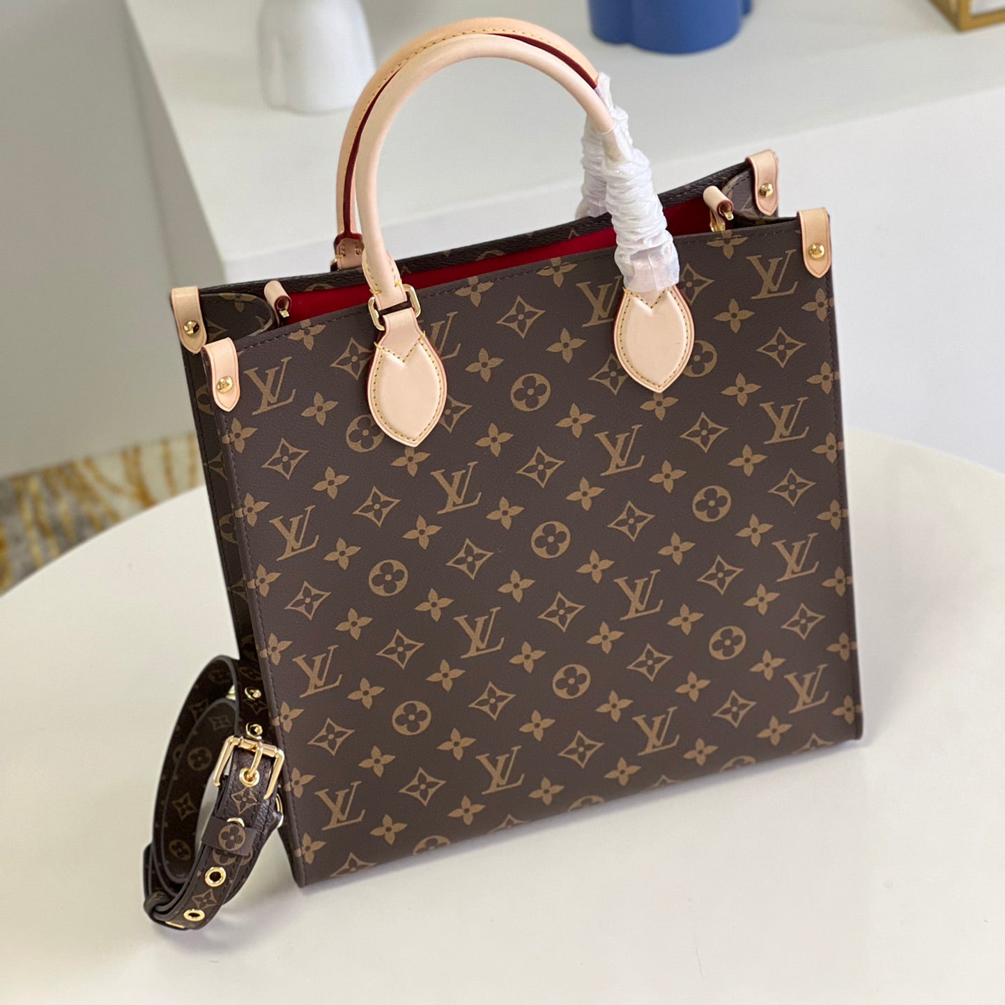 Ladies Fashion Luxury V Logo Classic Brown Tote Bag