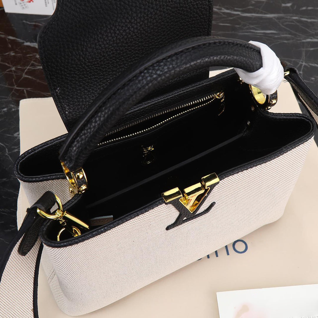Black and White New Design V Logo Floral Printed Women's Bags-WX05202360202