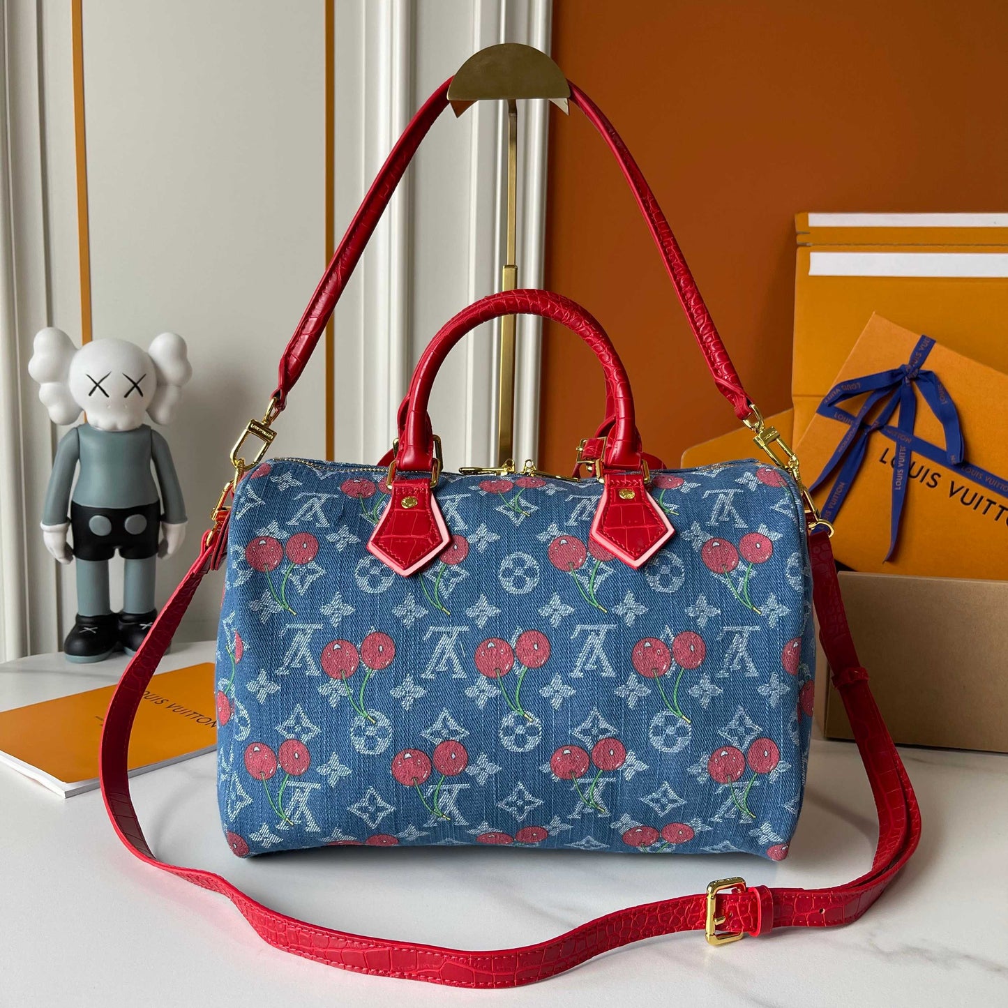 Denim Blue Cherry Crossbody Bag 1025070323