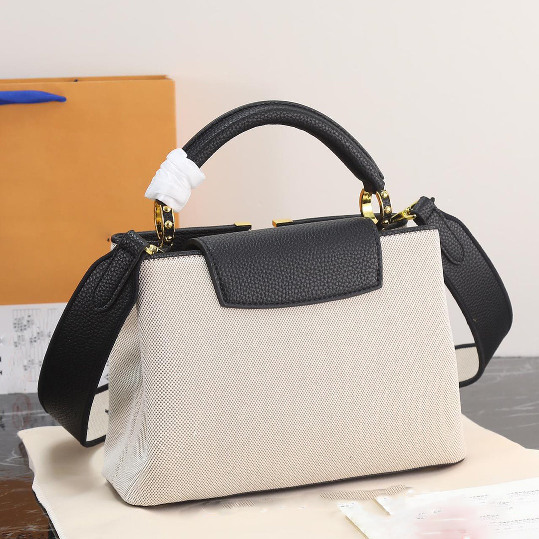 Black and White New Design V Logo Floral Printed Women's Bags-WX05202360202