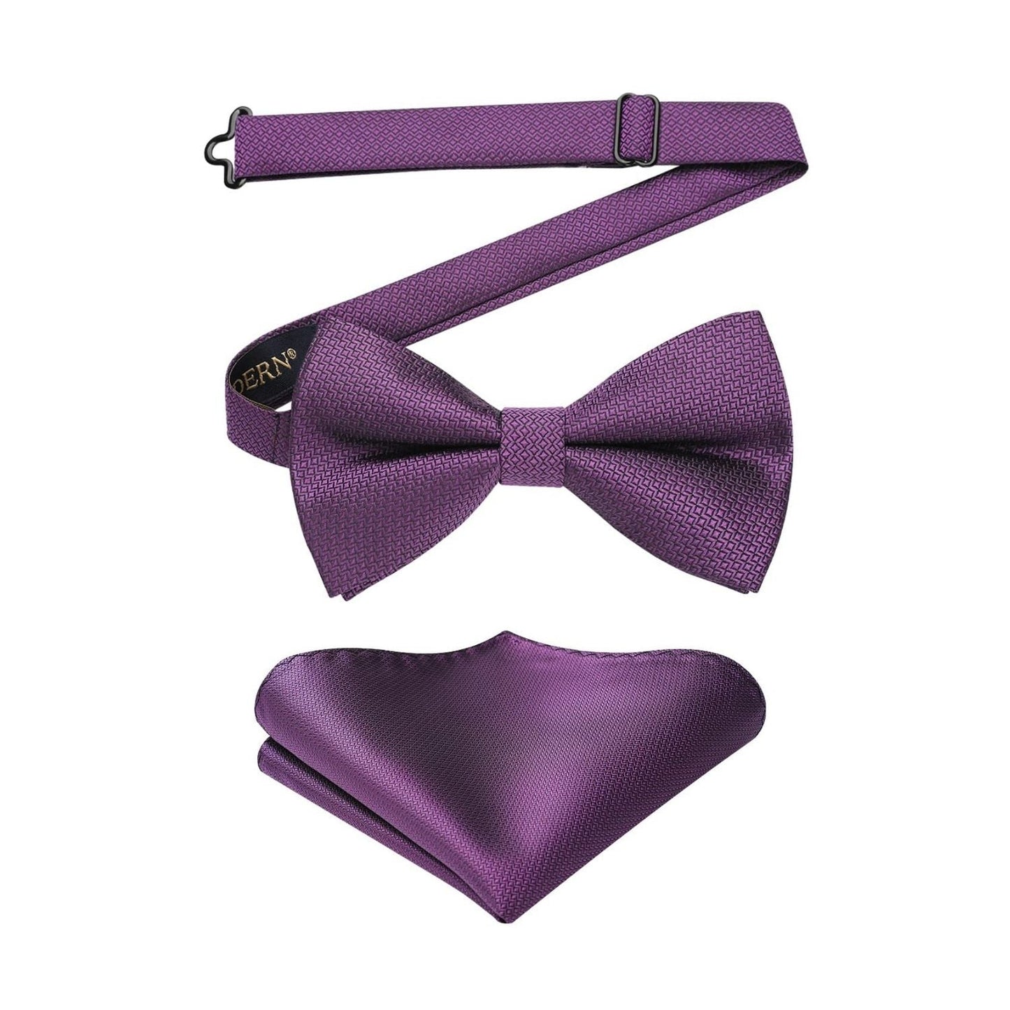Hisdern Purple Houndstooth Pre-Tied Bow Tie Set For Formal Wear