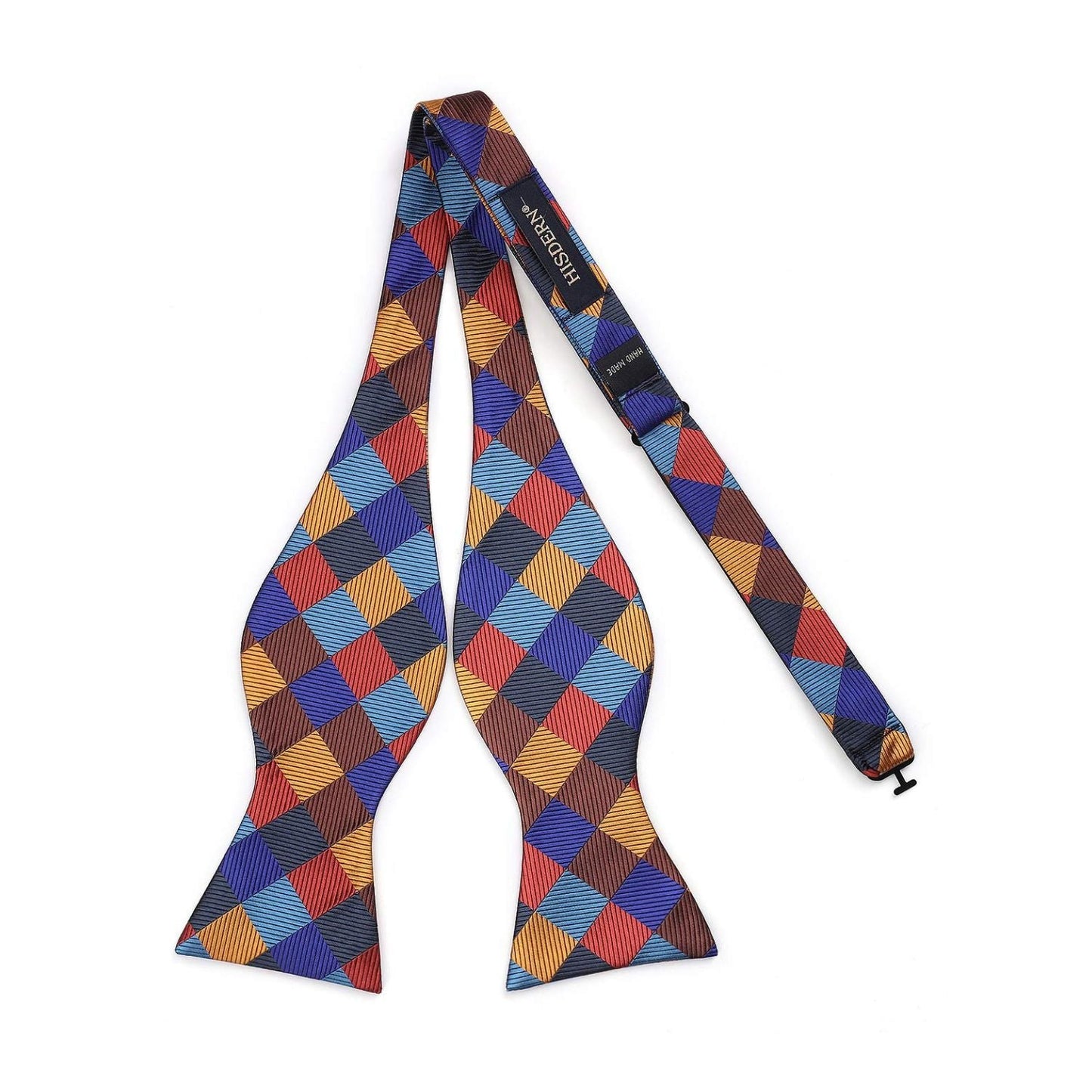 Hisdern Orange Blue Plaid Bow Tie Set For Special Occasions