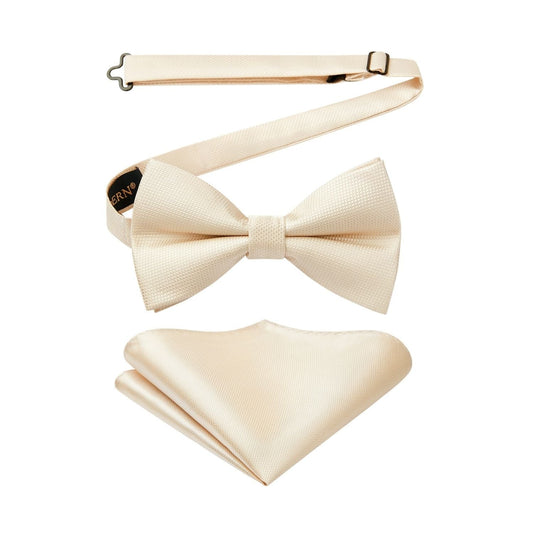 Hisdern Khaki Houndstooth Pre-Tied Bow Tie Set For Formal Wear