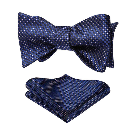 Hisdern Blue Pink Plaid Bow Tie Set For Special Occasions