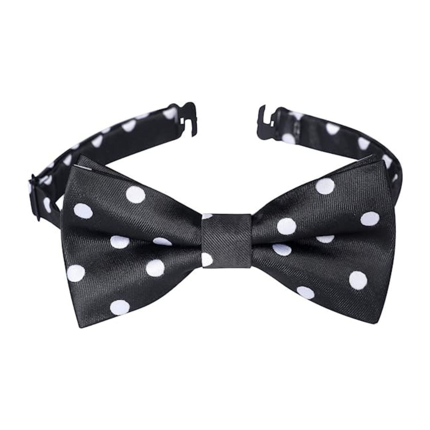 Hisdern Black White Polka Dot Pre-Tied Bow Tie for Boys