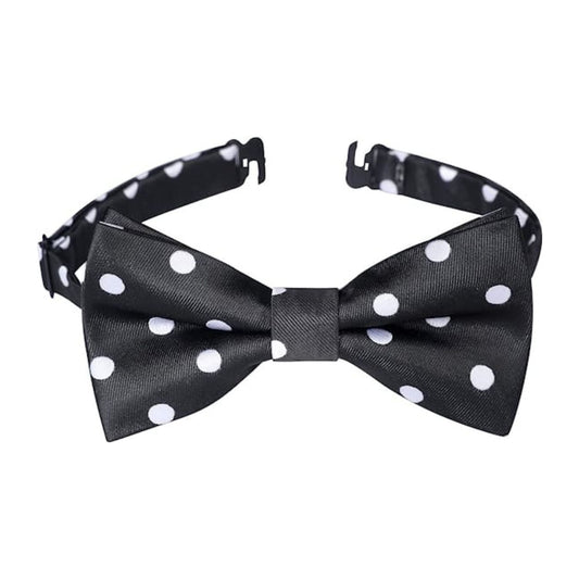 Hisdern Black White Polka Dot Pre-Tied Bow Tie for Boys