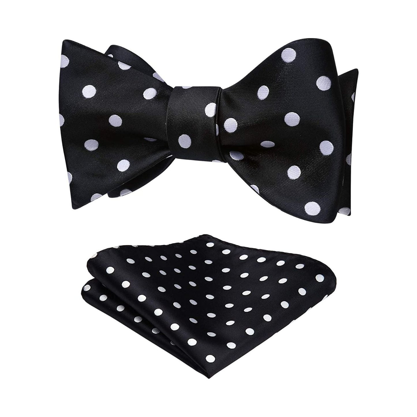 Hisdern Polka Dots Black White Bow Tie Set for Party Wedding