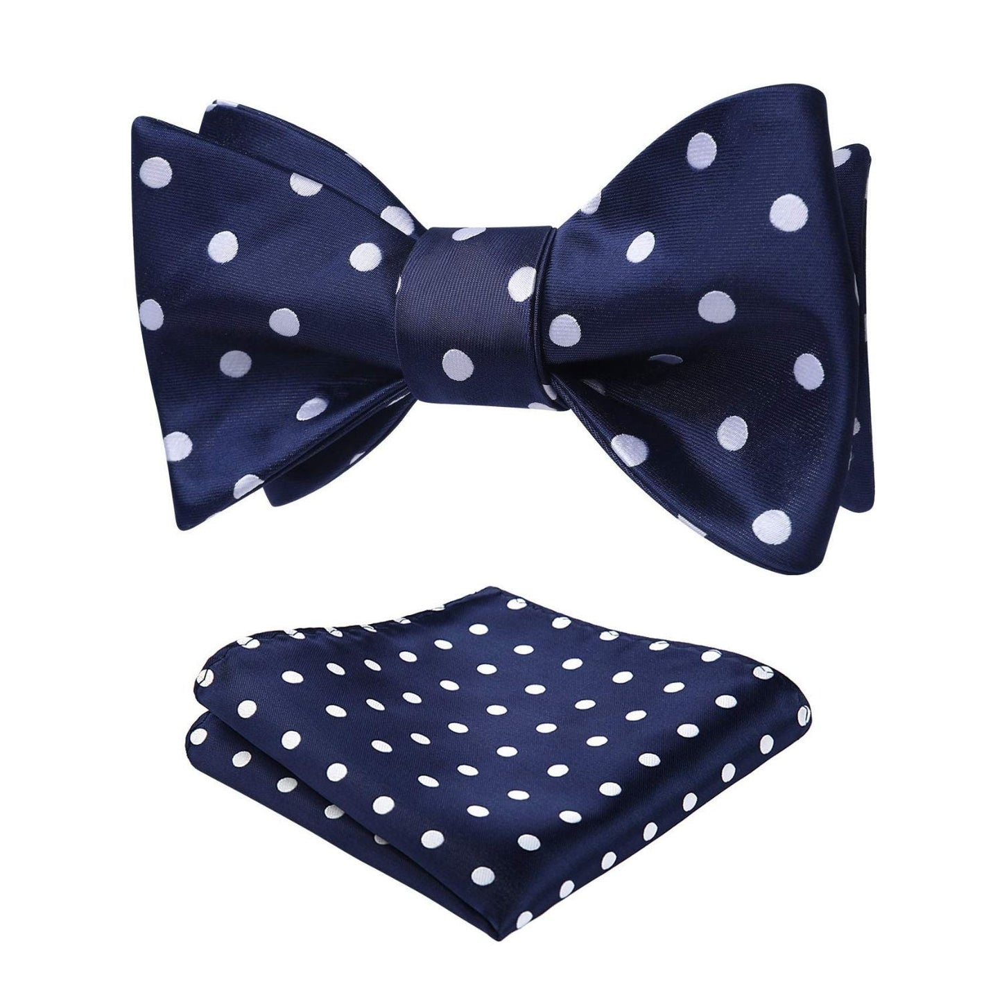 Hisdern Polka Dots Blue White Bow Tie Set for Party Wedding