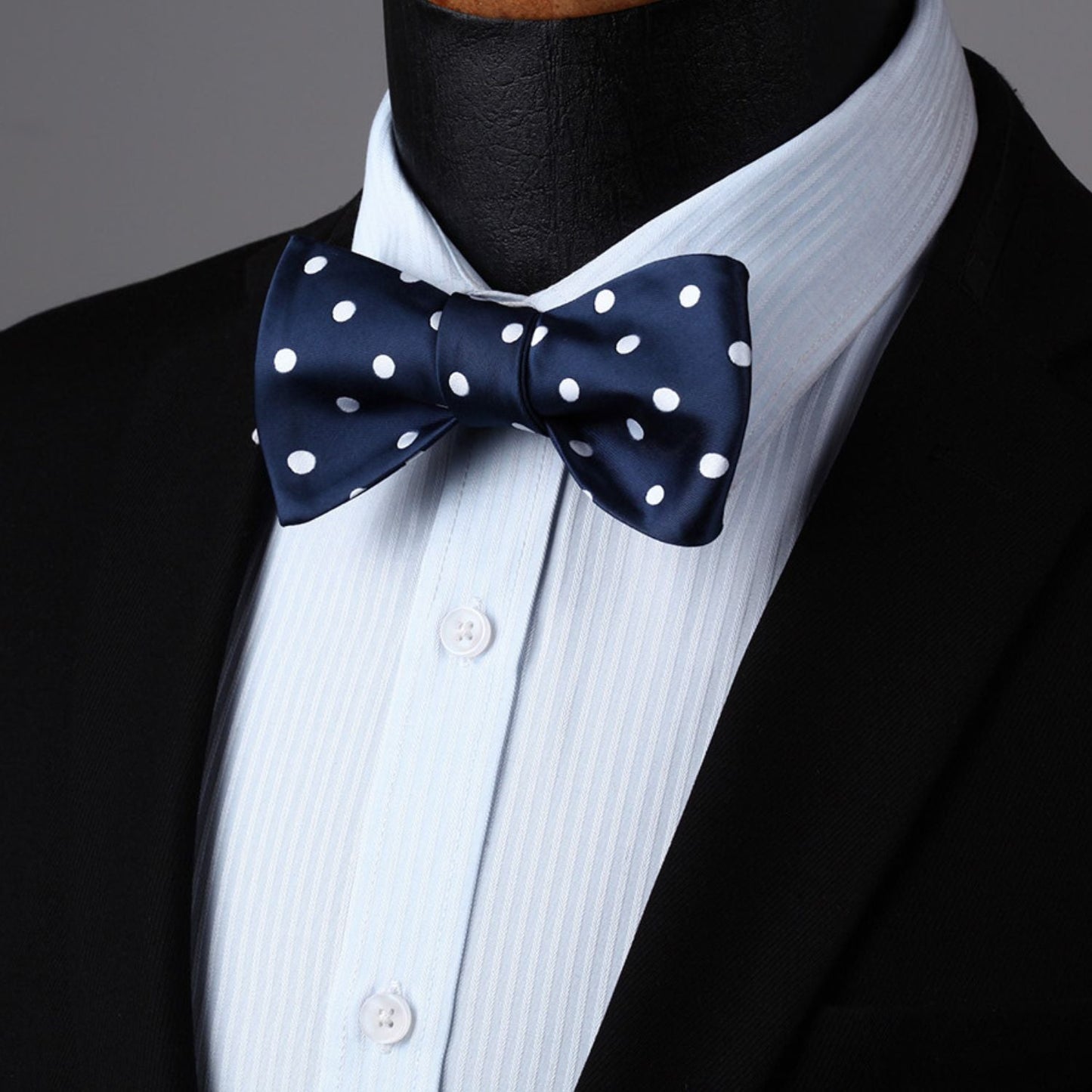 Hisdern Polka Dots Blue White Bow Tie Set for Party Wedding