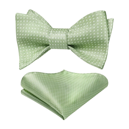 Hisdern Sage Green Plaid Bow Tie Accessories Set For Evening Wear