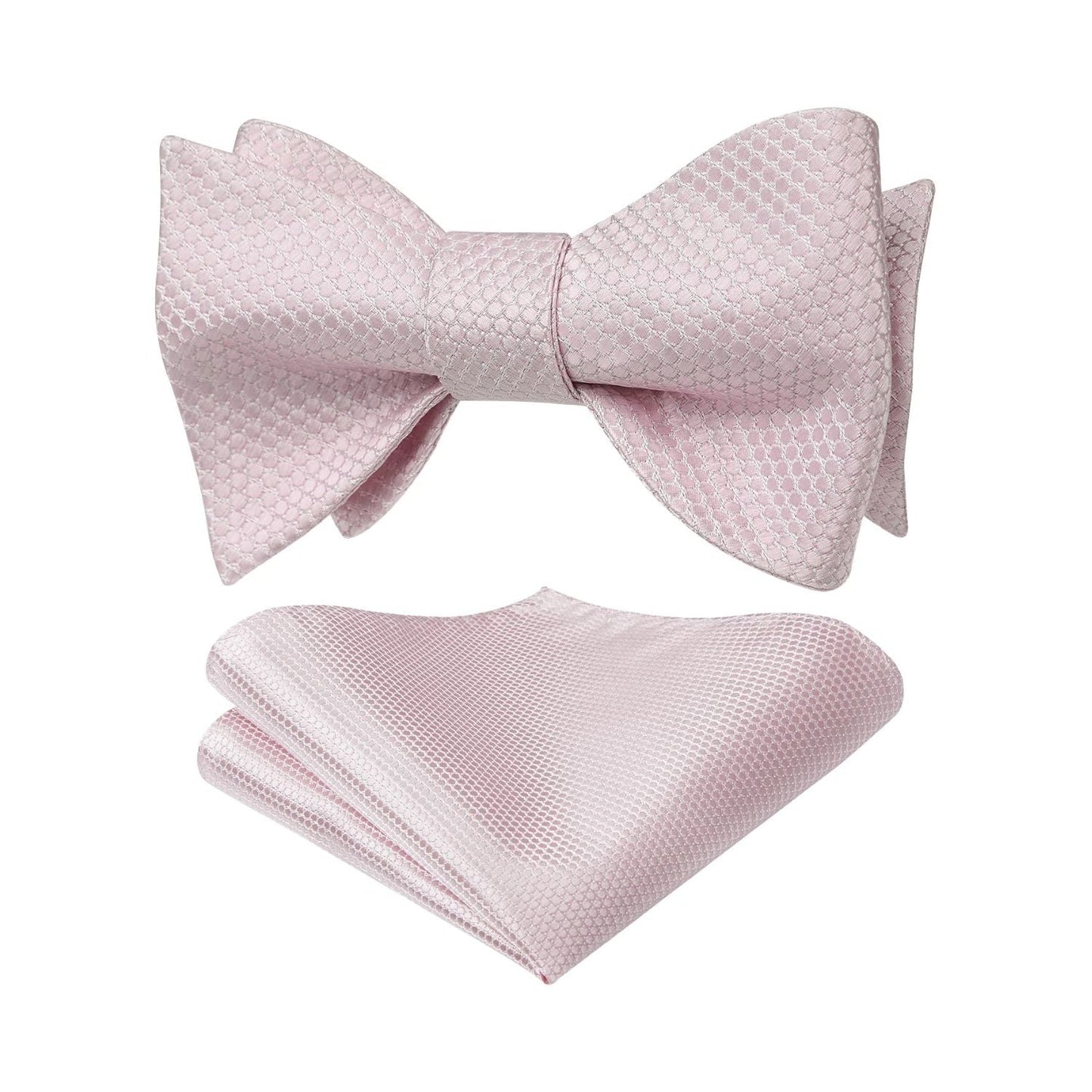 Hisdern Houndstooth Bow Tie Pocket Square Light Pink Formal Attire
