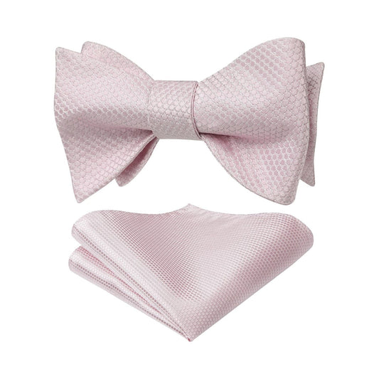 Hisdern Houndstooth Bow Tie Pocket Square Light Pink Formal Attire