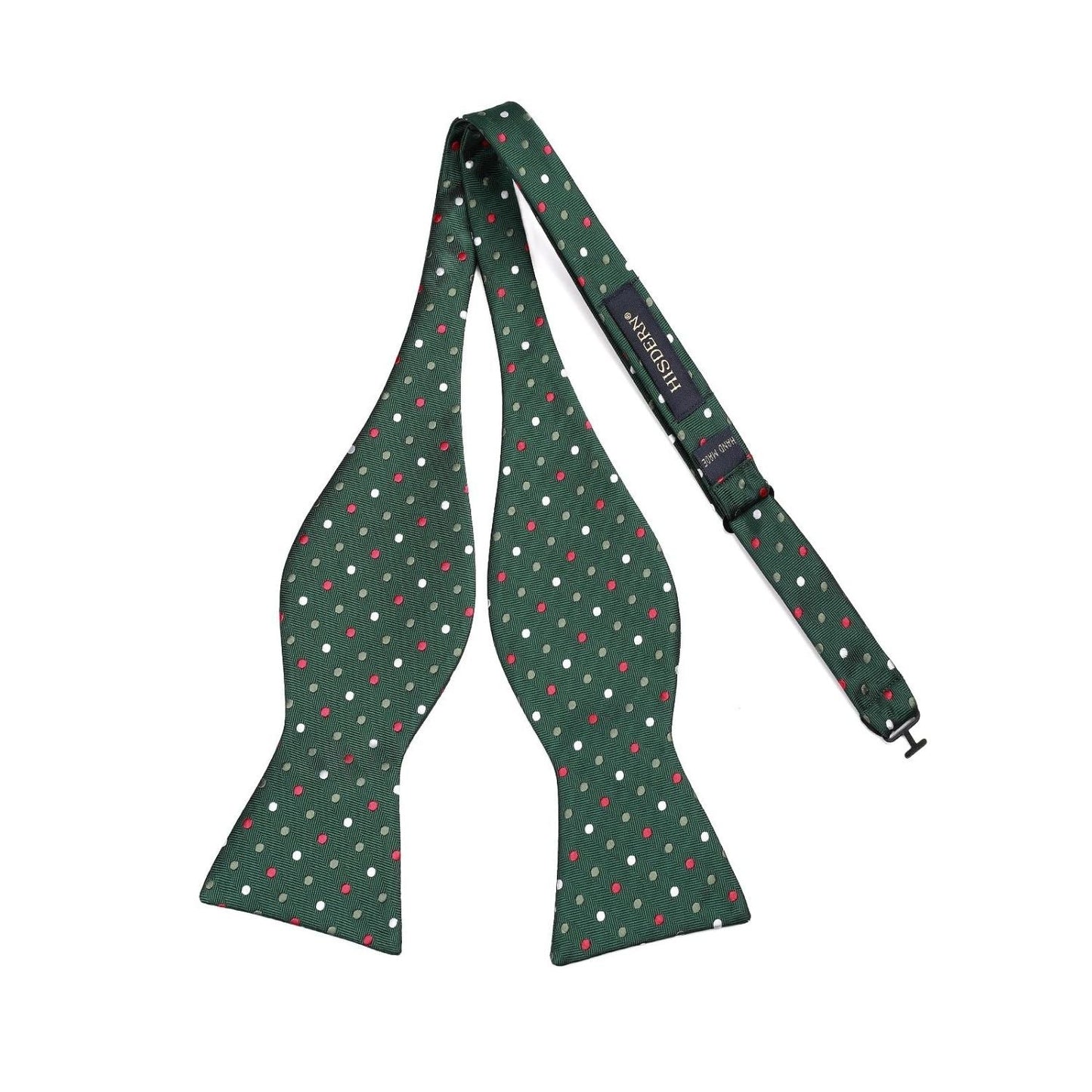 Hisdern Polka Dots Green Red Bow Tie Set for Party Wedding