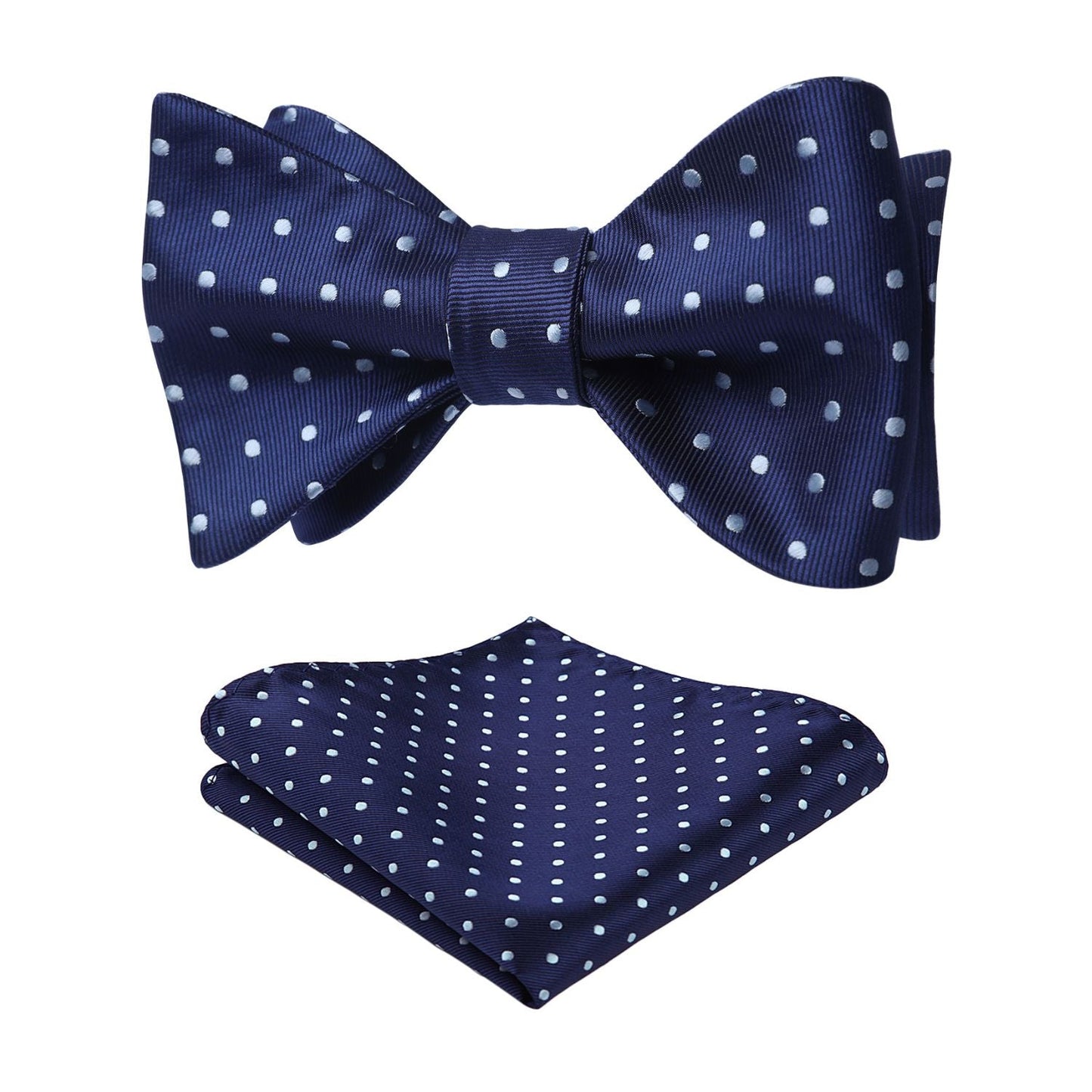 Hisdern Polka Dots Blue Bow Tie Set for Party Wedding