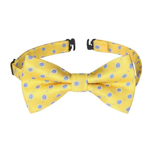Hisdern Yellow Blue Floral Paisley Pre-Tied Bow Tie for Boys