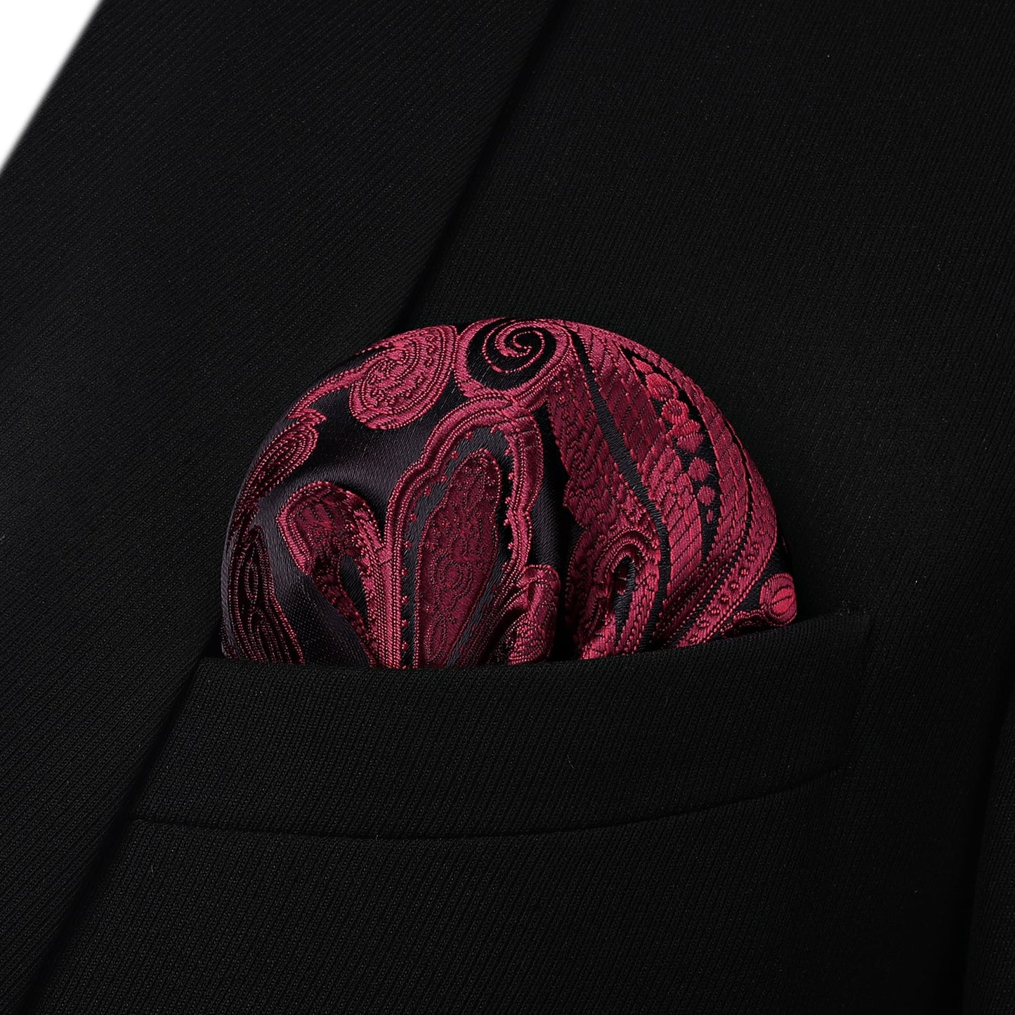 Hisdern Burgundy Paisley Bow Tie Set For Evening Wear