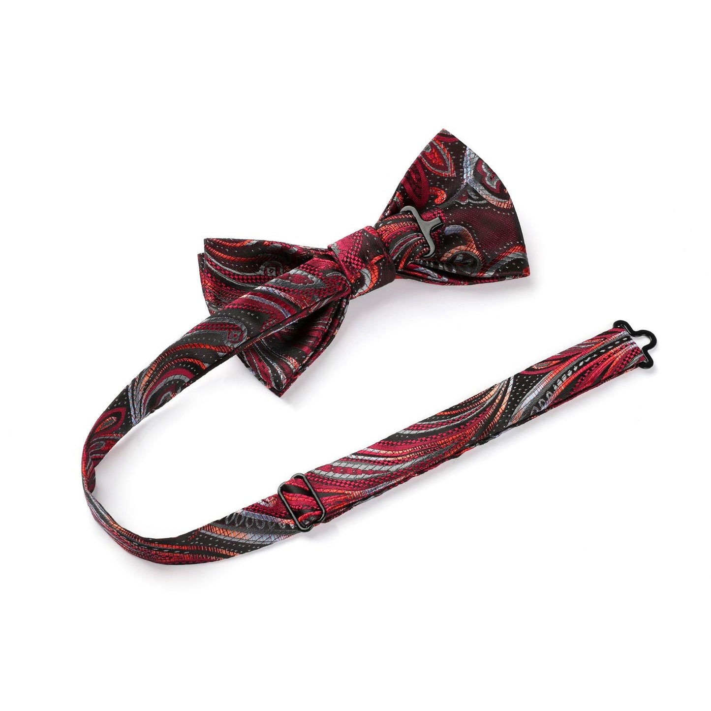 Hisdern Red Paisley Pre-Tied Bow Tie Set for Wedding