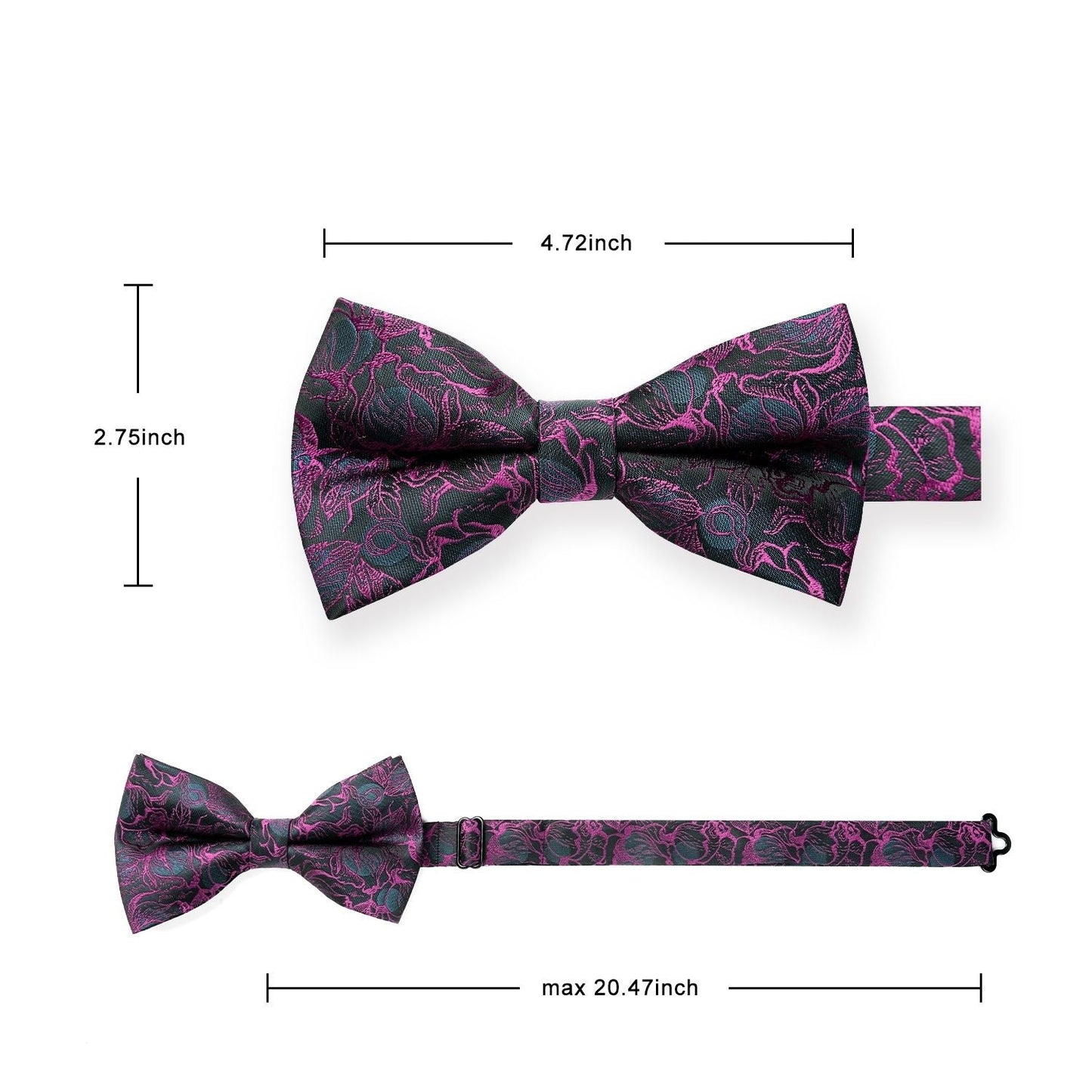 Hisdern Purple Floral Pre-Tied Bow Tie For Evening Wear