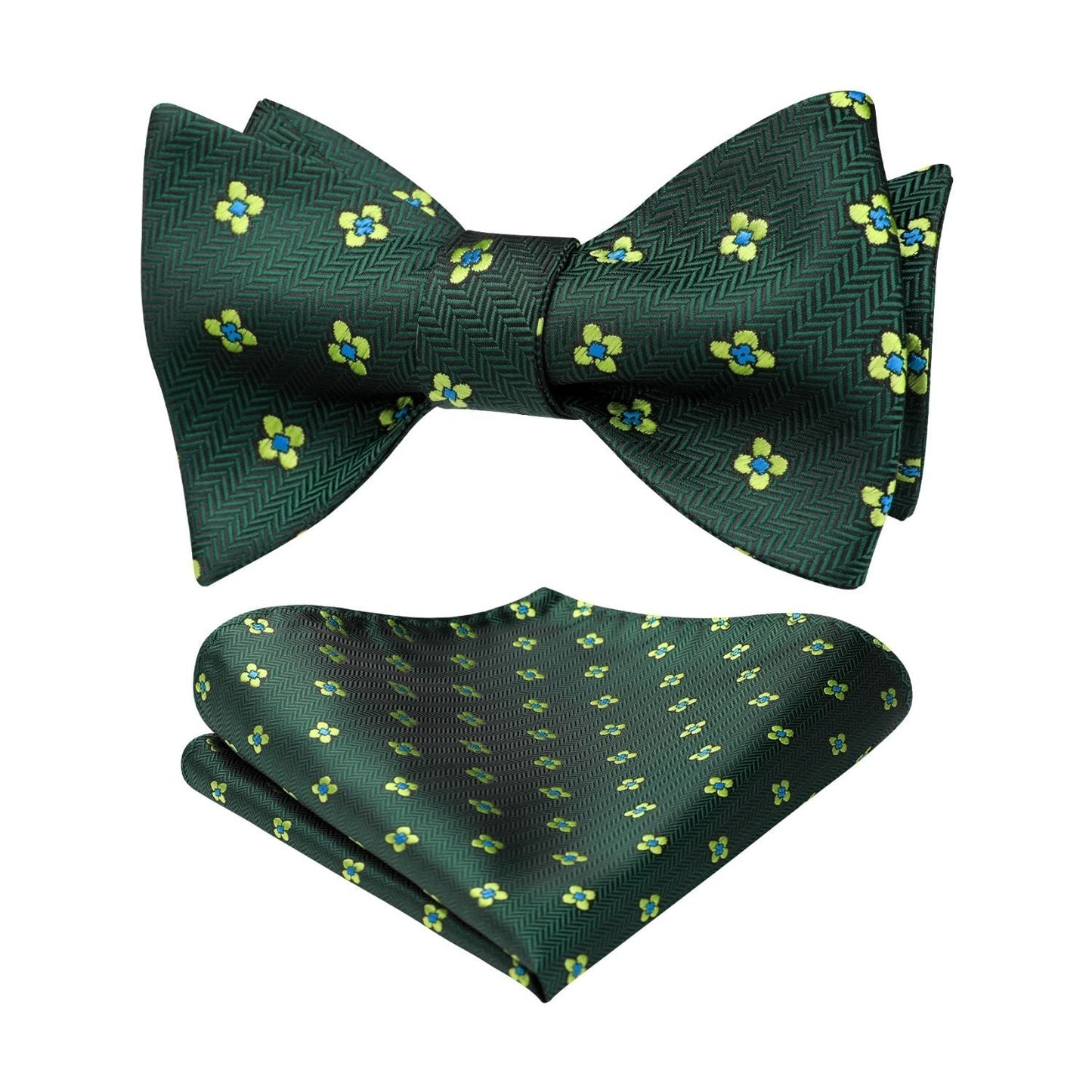 Hisdern Emerald Green Floral Bow Tie Set Groomsmen Wedding
