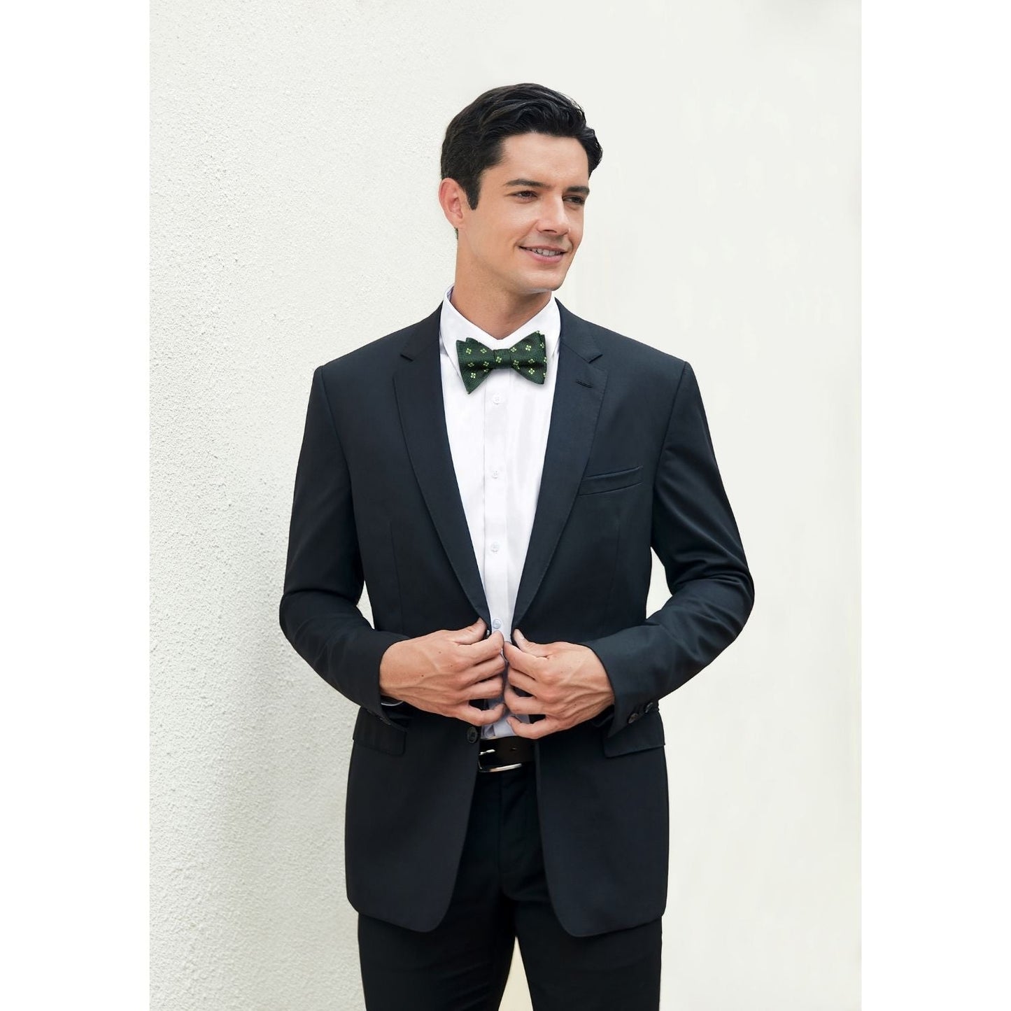 Hisdern Emerald Green Floral Bow Tie Set Groomsmen Wedding