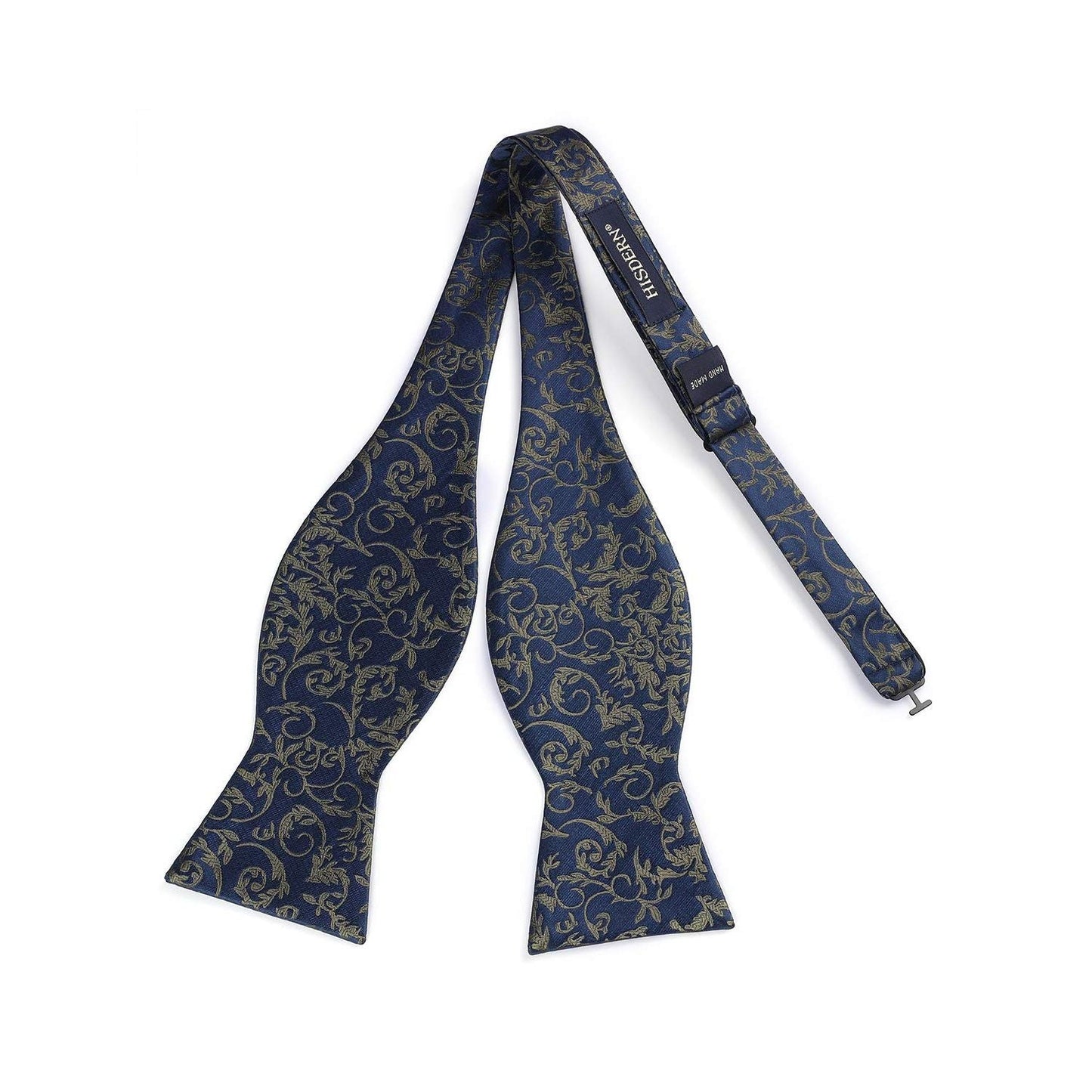 Hisdern Navy Blue Floral Bow Tie Set Groomsmen Wedding
