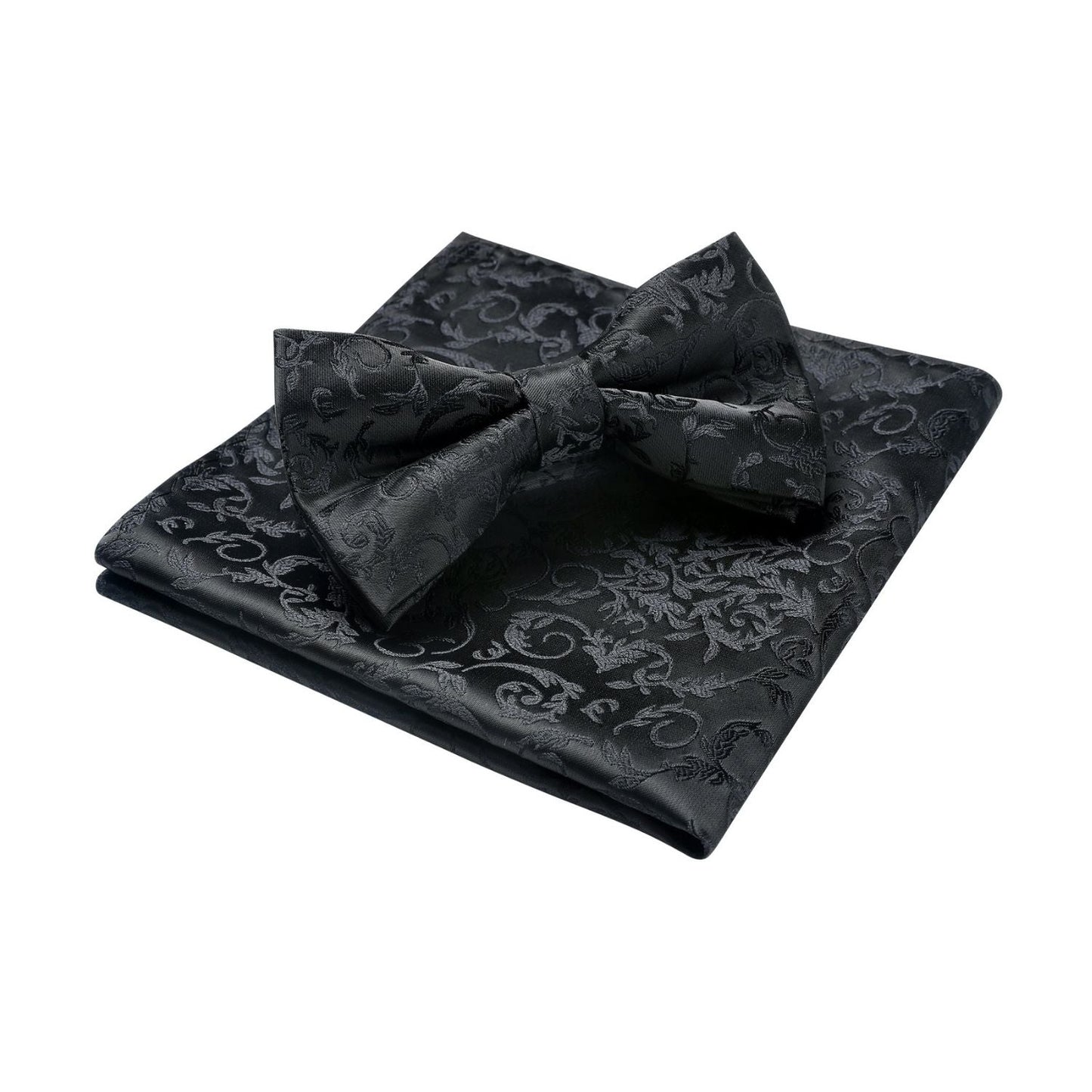 Hisdern Black Floral Pre-Tied Bow Tie For Evening Wear