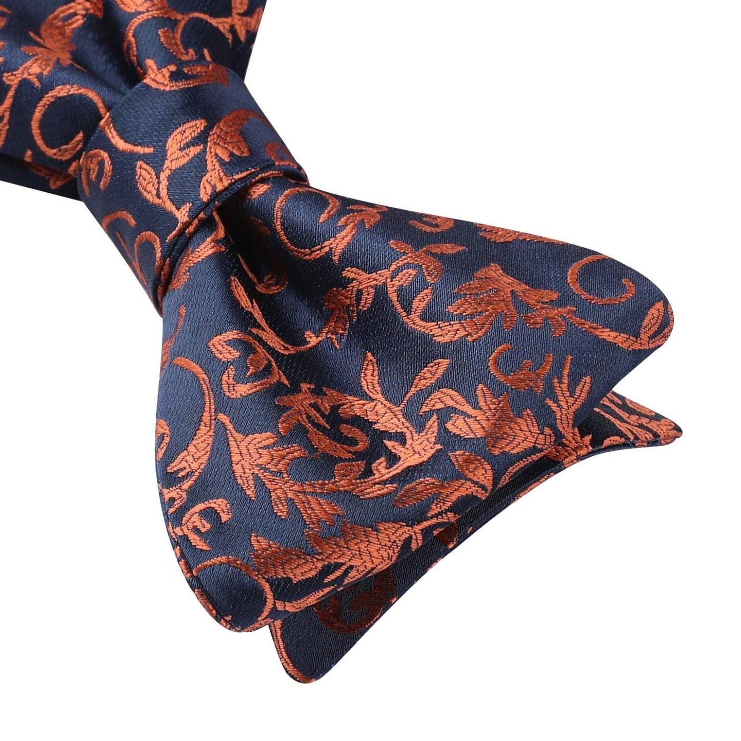 Hisdern Orange Navy Floral Bow Tie Set Groomsmen Wedding