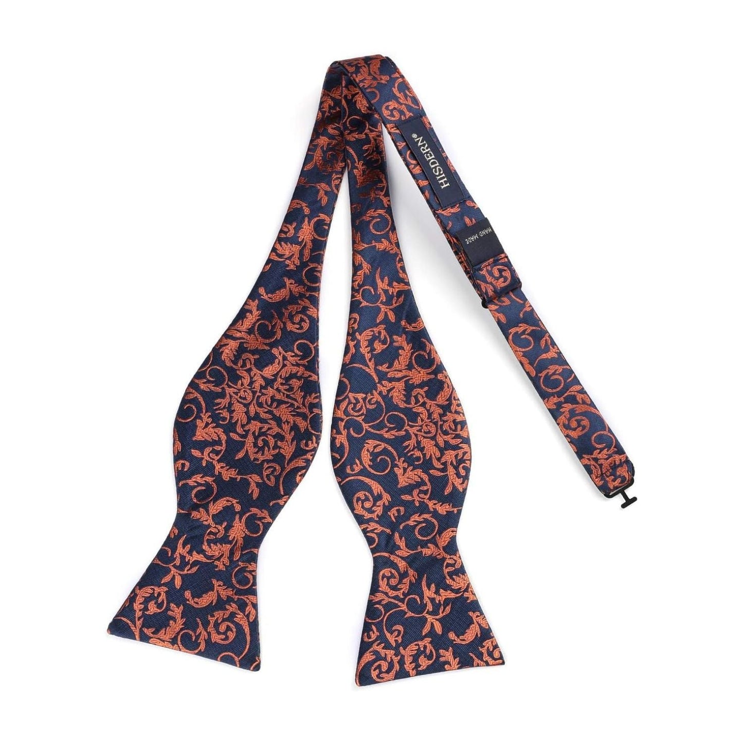 Hisdern Orange Navy Floral Bow Tie Set Groomsmen Wedding