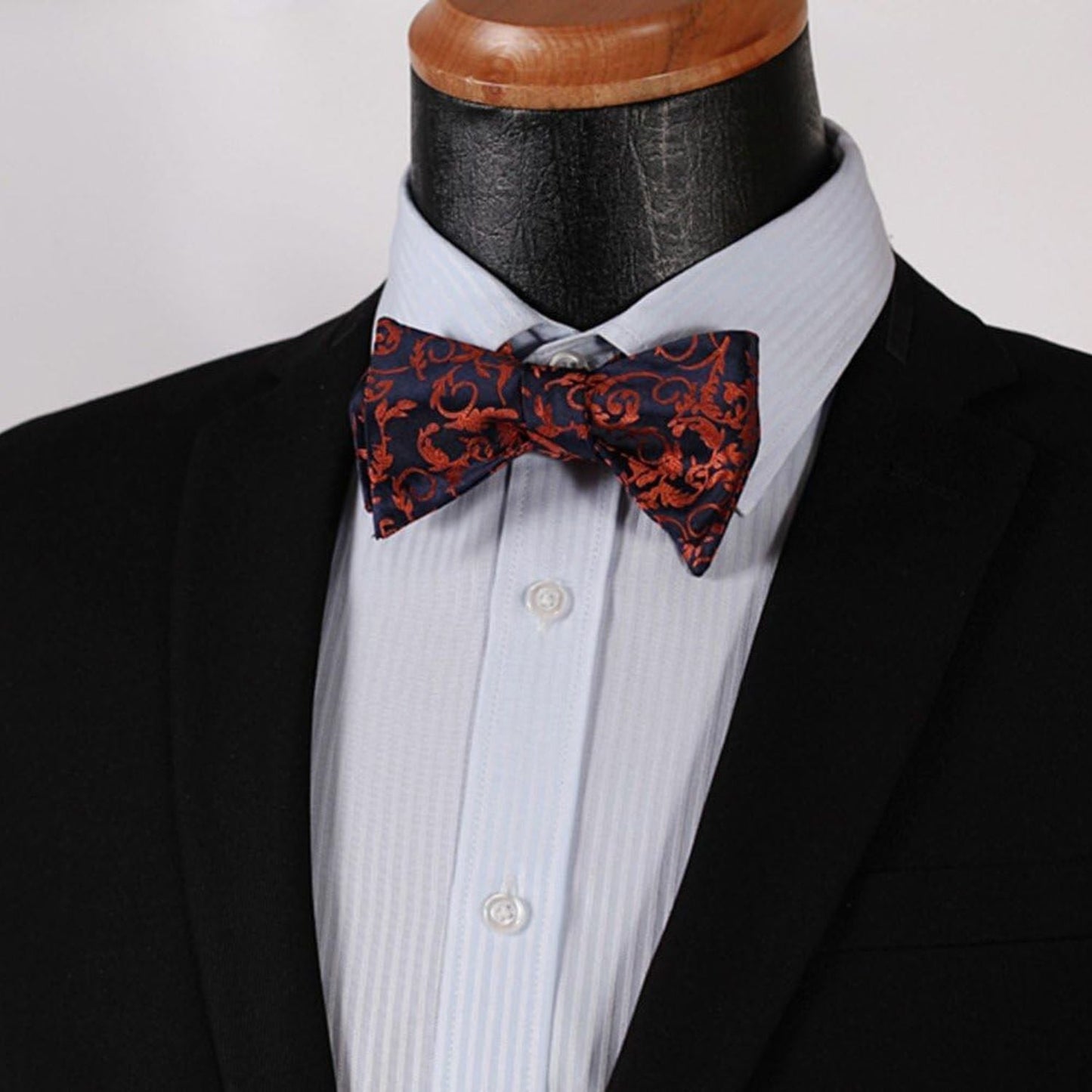 Hisdern Orange Navy Floral Bow Tie Set Groomsmen Wedding