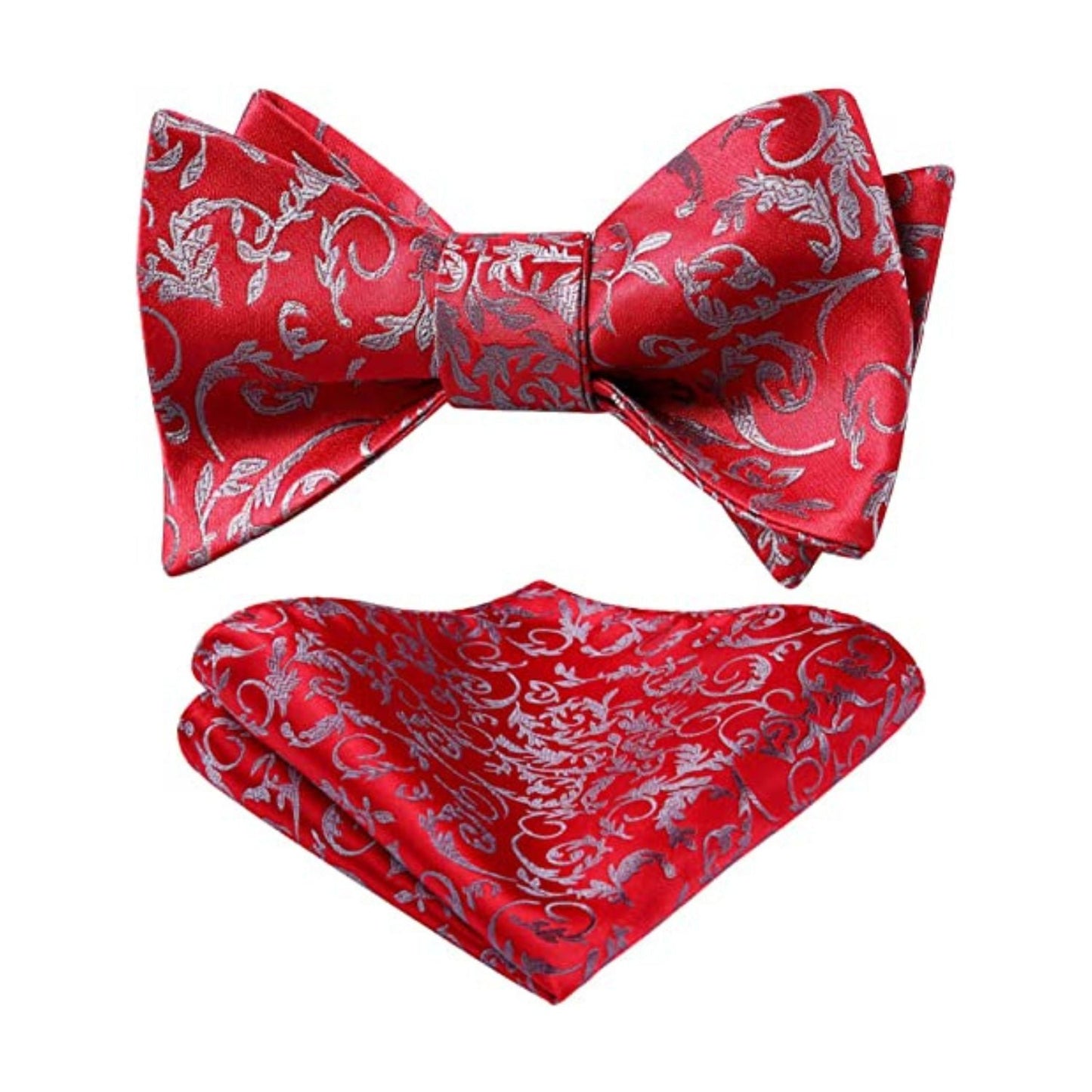 Hisdern Red Floral Bow Tie Set Groomsmen Wedding