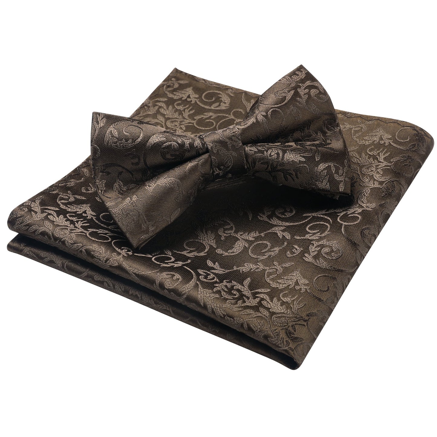 Hisdern Brown Floral Pre-Tied Bow Tie For Evening Wear