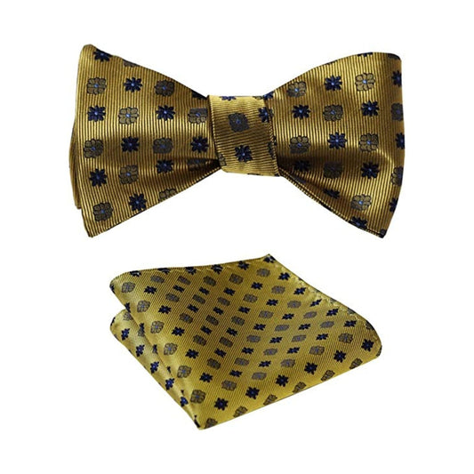 Hisdern Yellow Floral Bow Tie Set Groomsmen Wedding