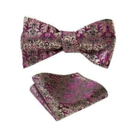 Hisdern Pink Floral Bow Tie Set Groomsmen Wedding