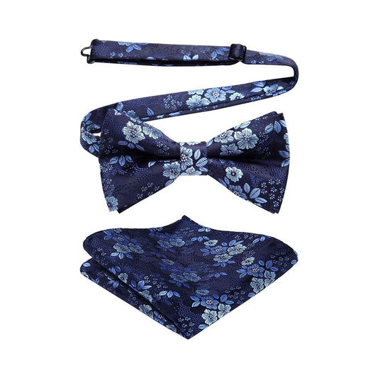 Hisdern Vintage Green Paisley Pre-Tied Bow Tie Set for Wedding
