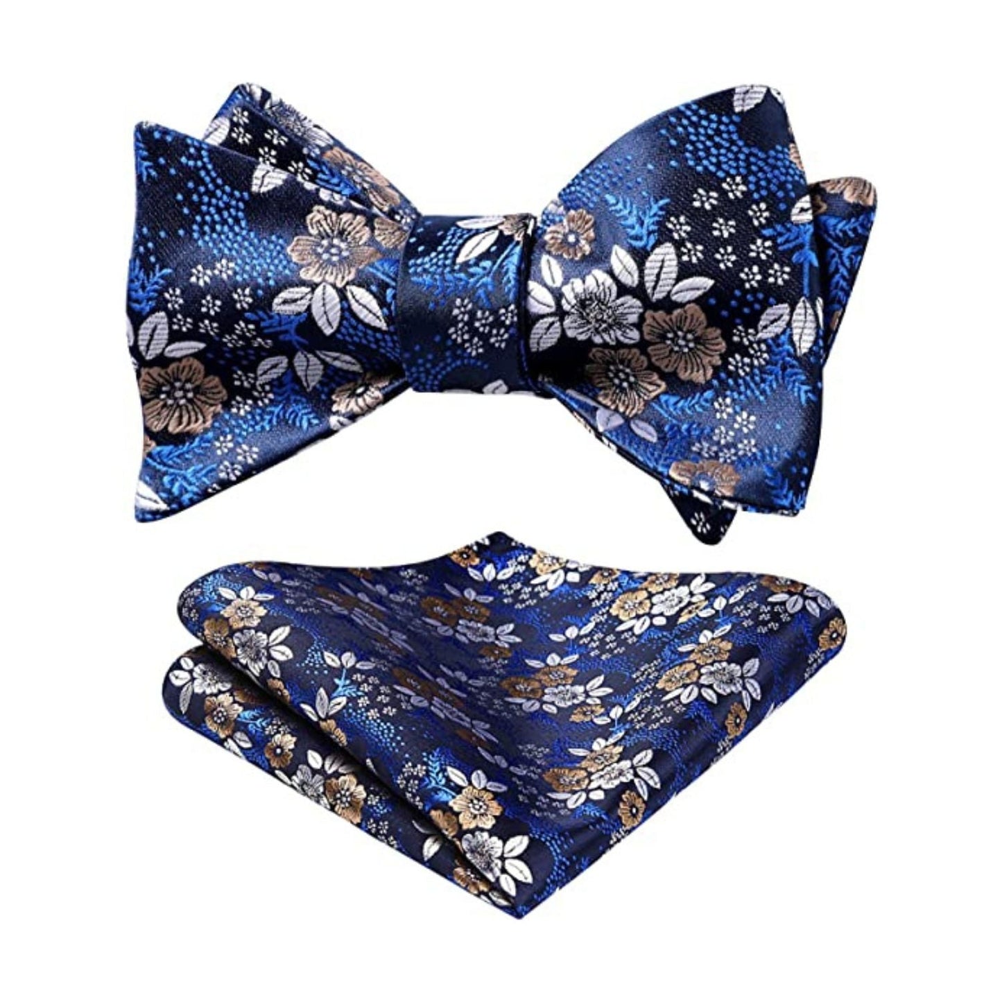 Hisdern Blue White Floral Bow Tie Set Groomsmen Wedding
