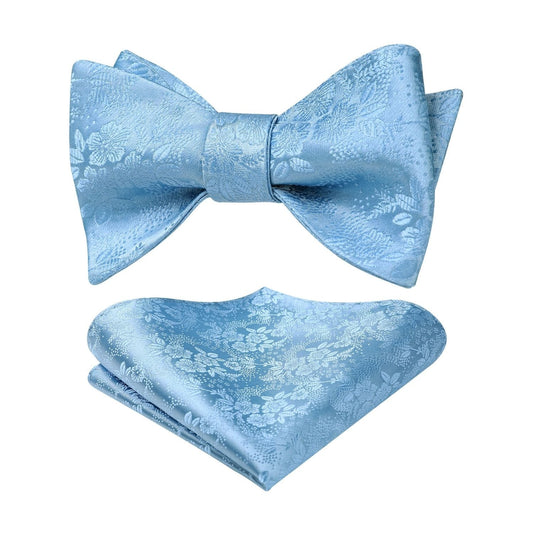 Hisdern Light Blue Floral Bow Tie Set Groomsmen Wedding