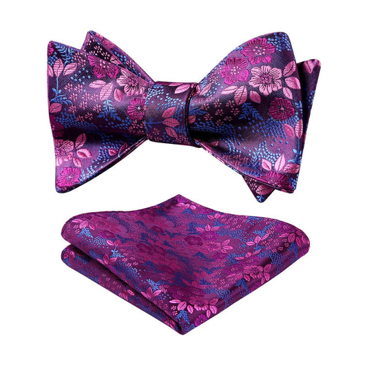 Hisdern Fuschia Paisley Bow Tie Set For Evening Wear
