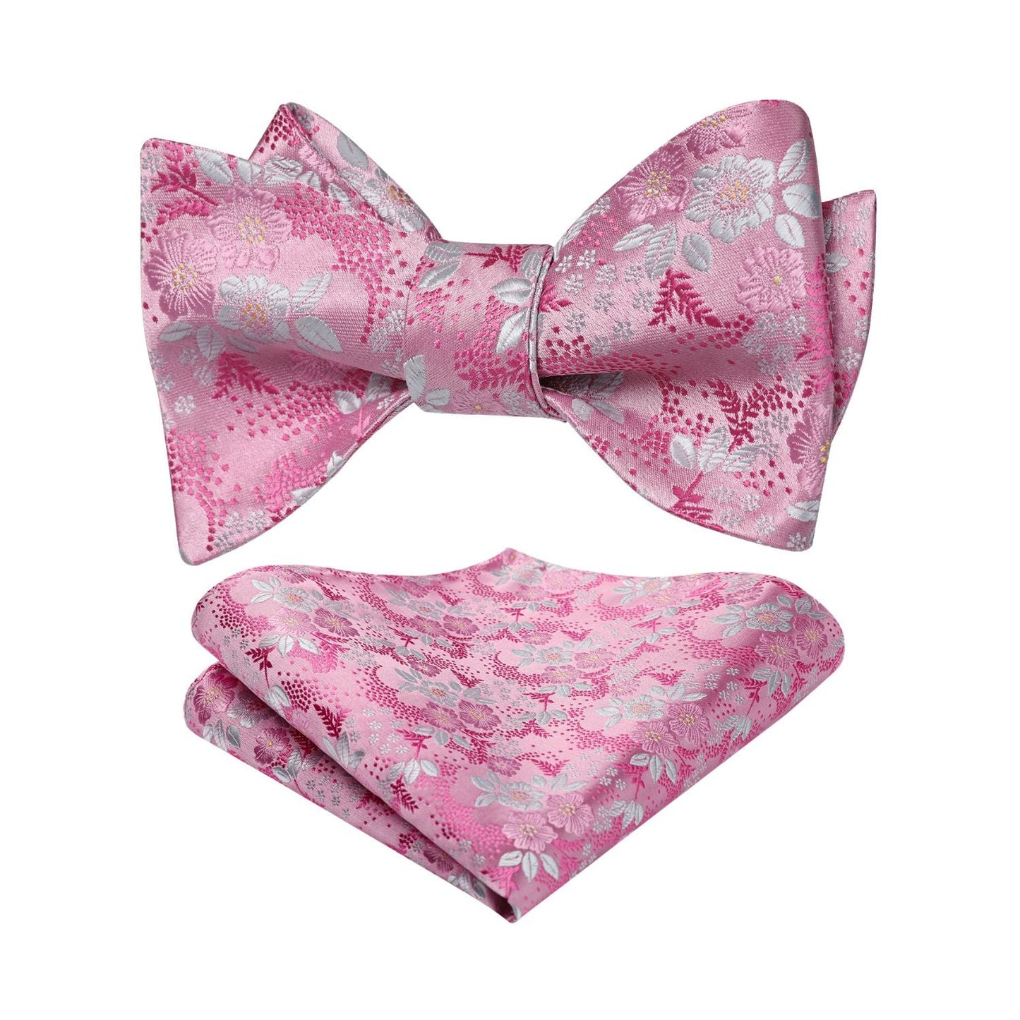 Hisdern Pink Floral Bow Tie Set Groomsmen Wedding
